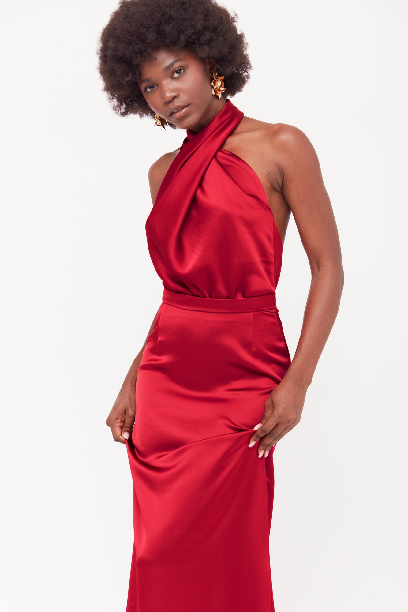 Maxi Cocktail Dress in Deep Red ALIUR