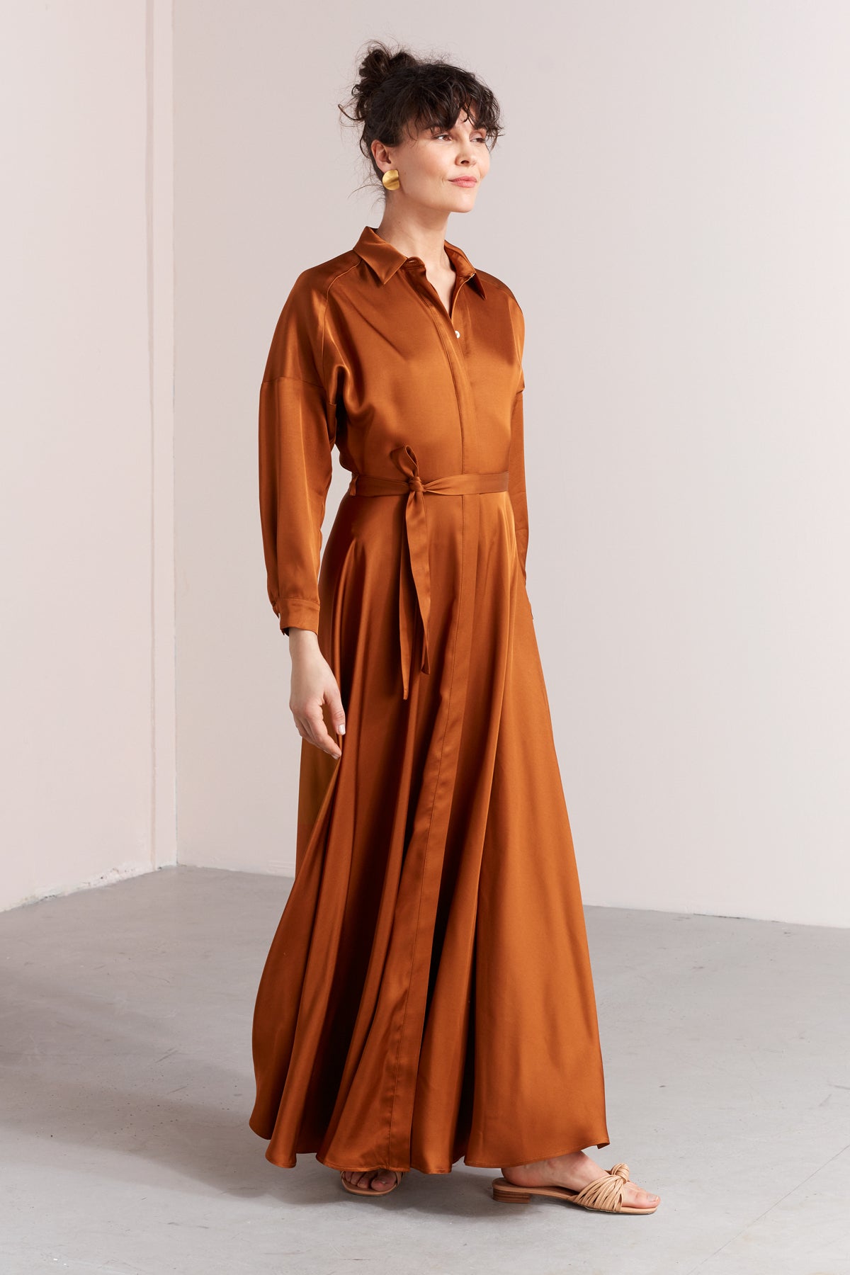 BLANCA maxi shirt dress in bronze