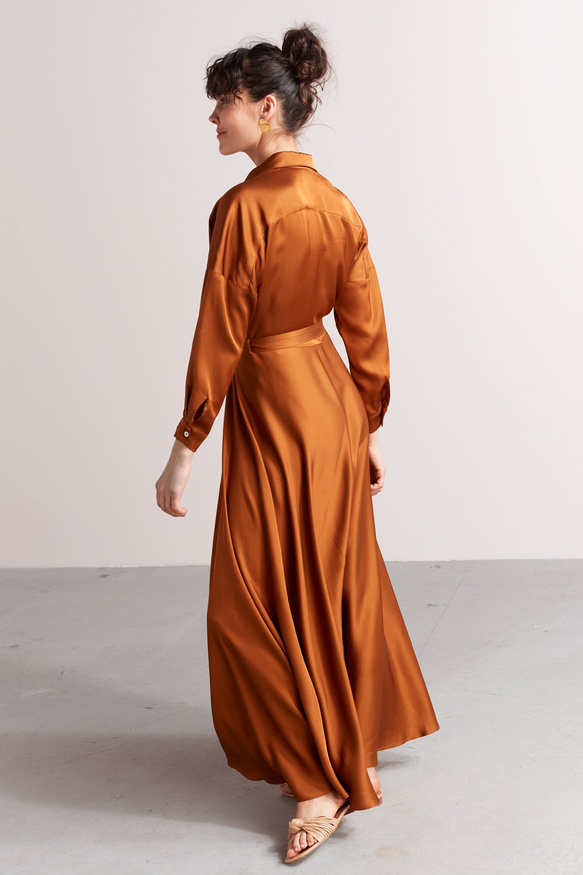 BLANCA maxi shirt dress in bronze