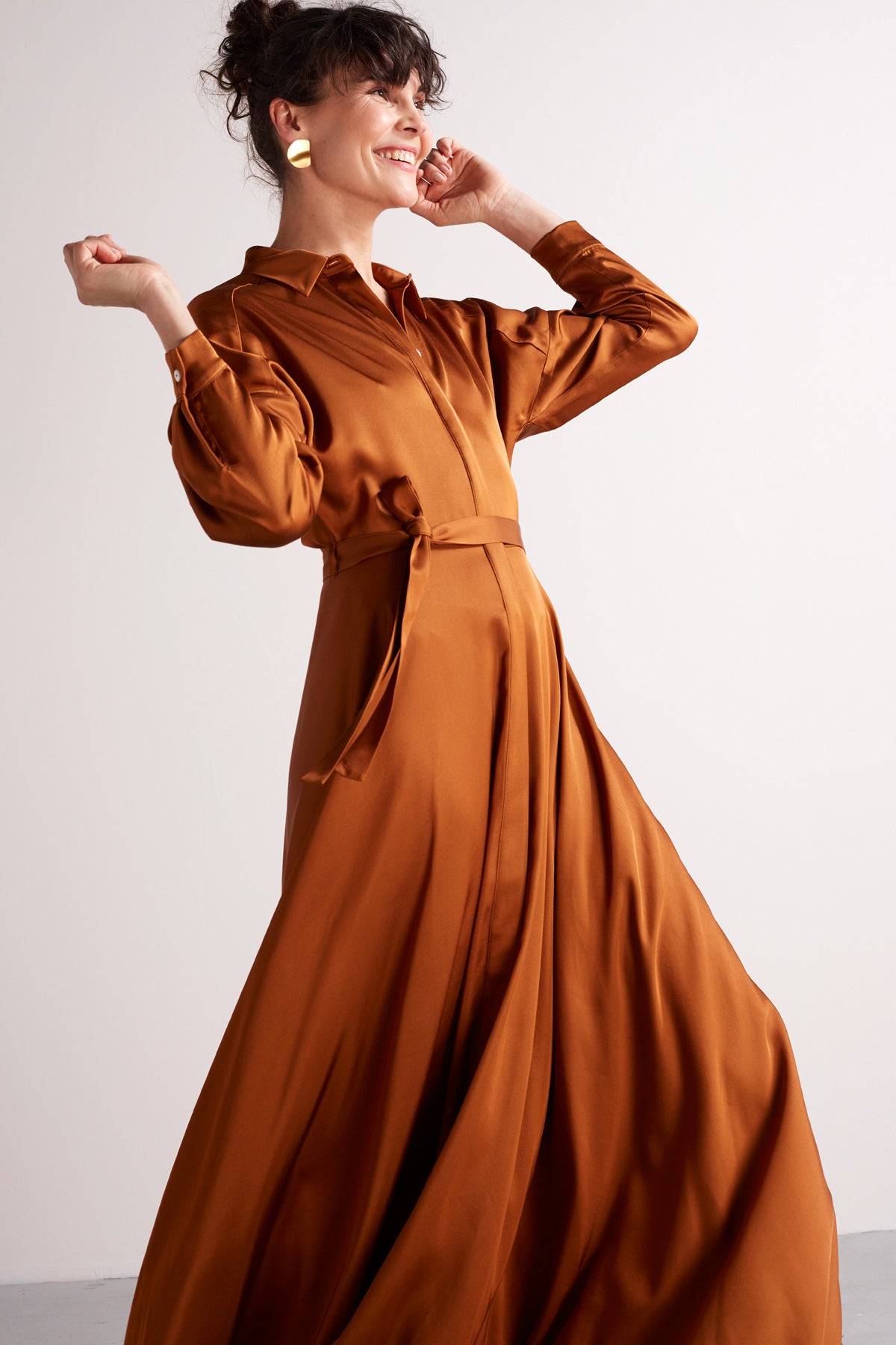 BLANCA maxi shirt dress in bronze