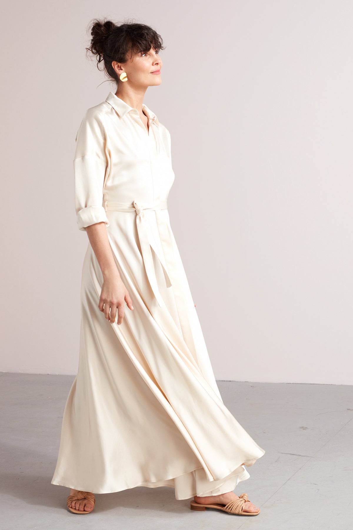 BLANCA maxi shirt dress in light cream