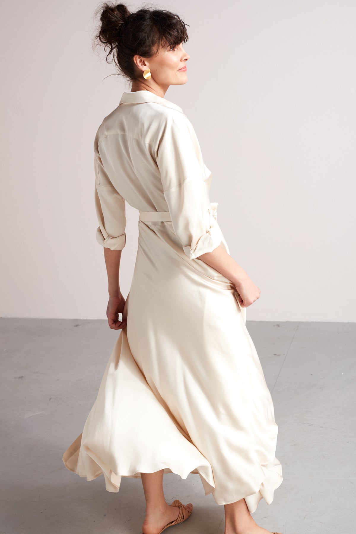 white christmas dresses BLANCA maxi shirt dress in light cream