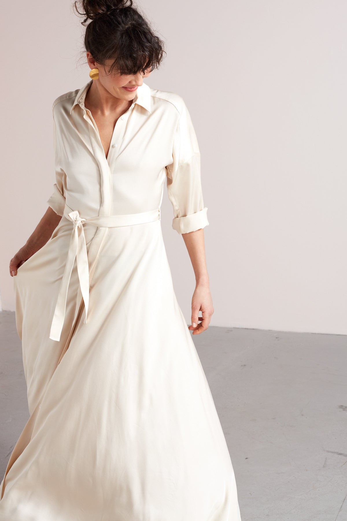 BLANCA maxi shirt dress in light cream