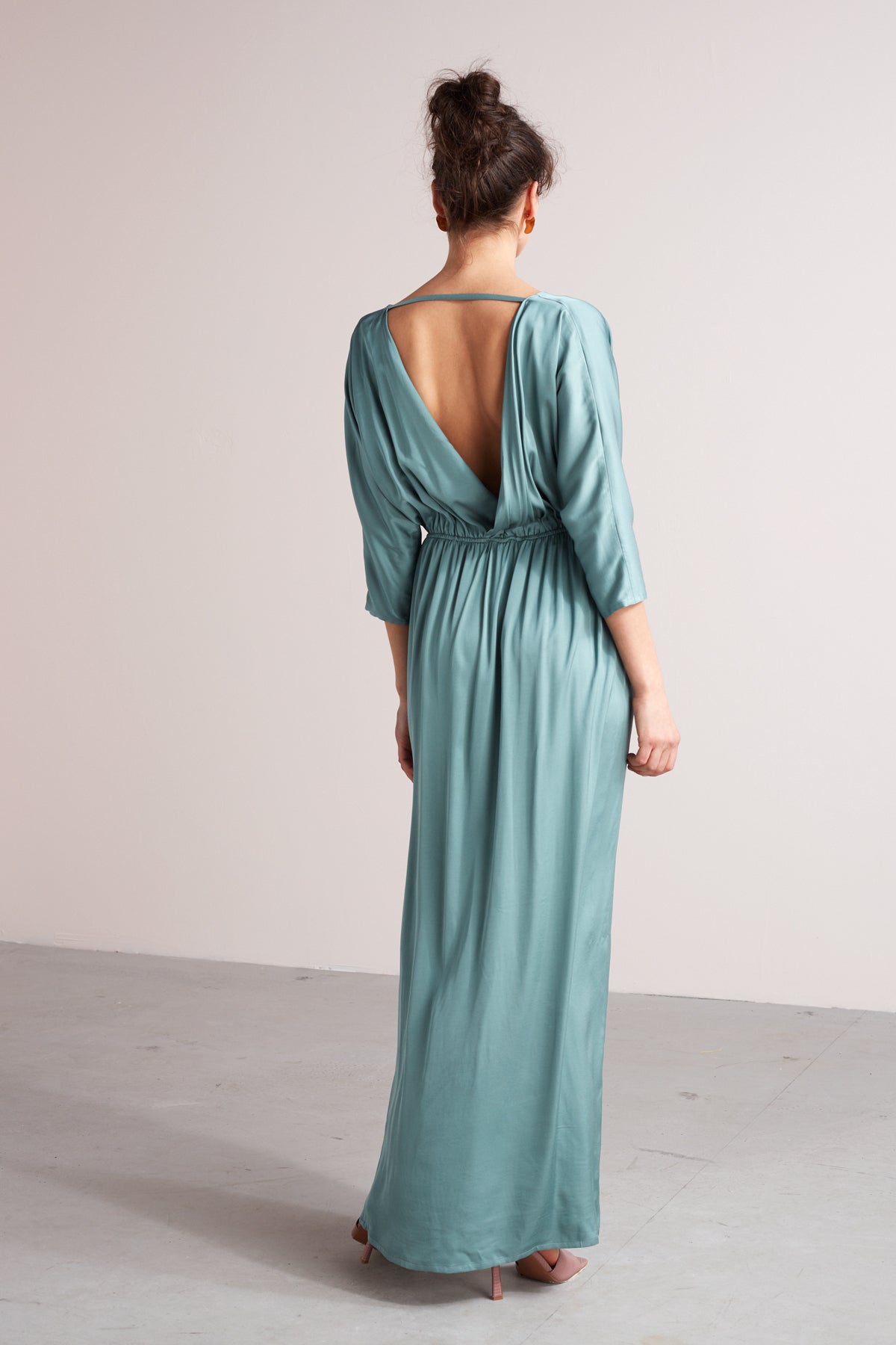 CECILIA oversized kimono sleeve maxi dress in dusty blue