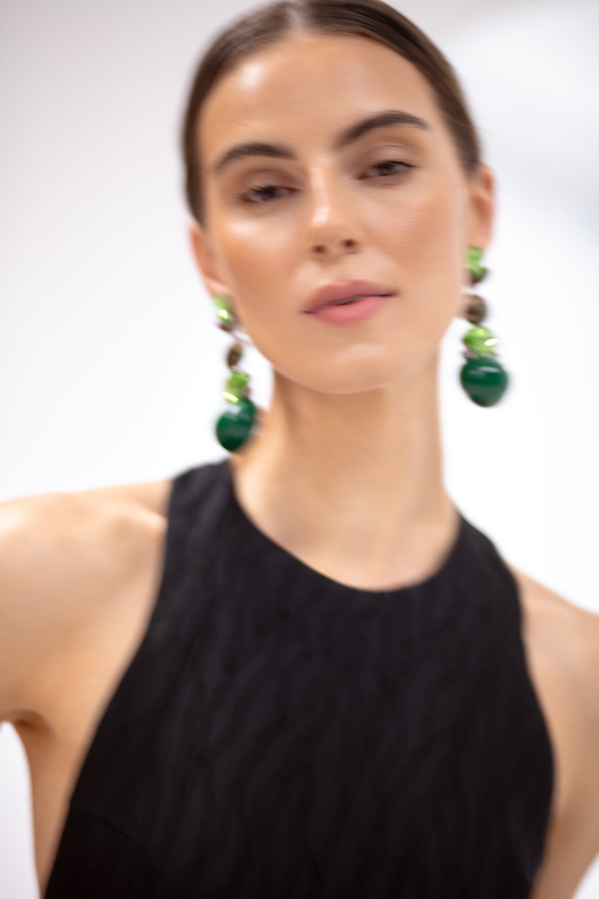 VERONICA Black Open Back Midi Dress with Sparkling Crystals Back Chain