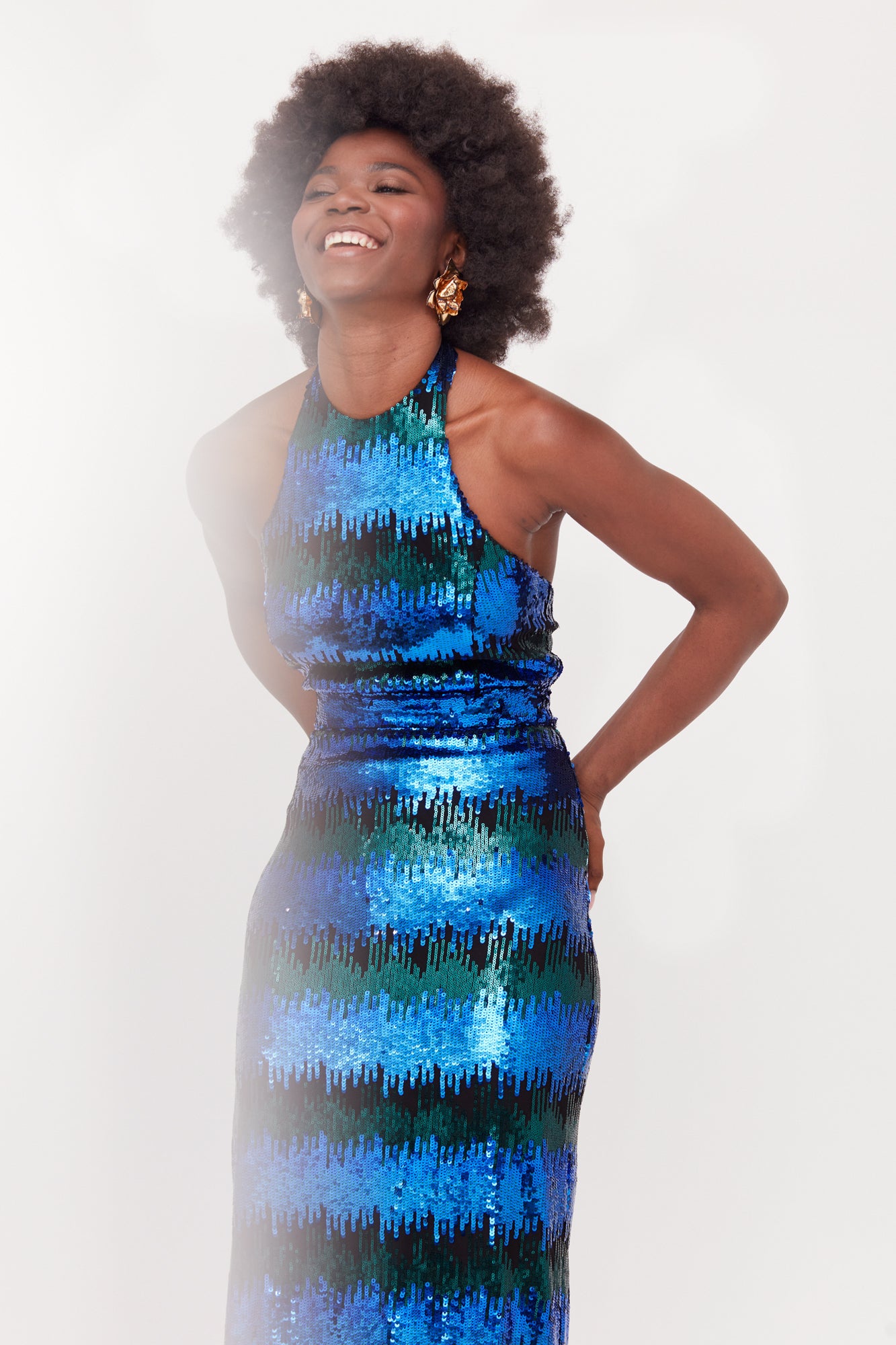 Green&Blue Sequin Long Dress LILIAN