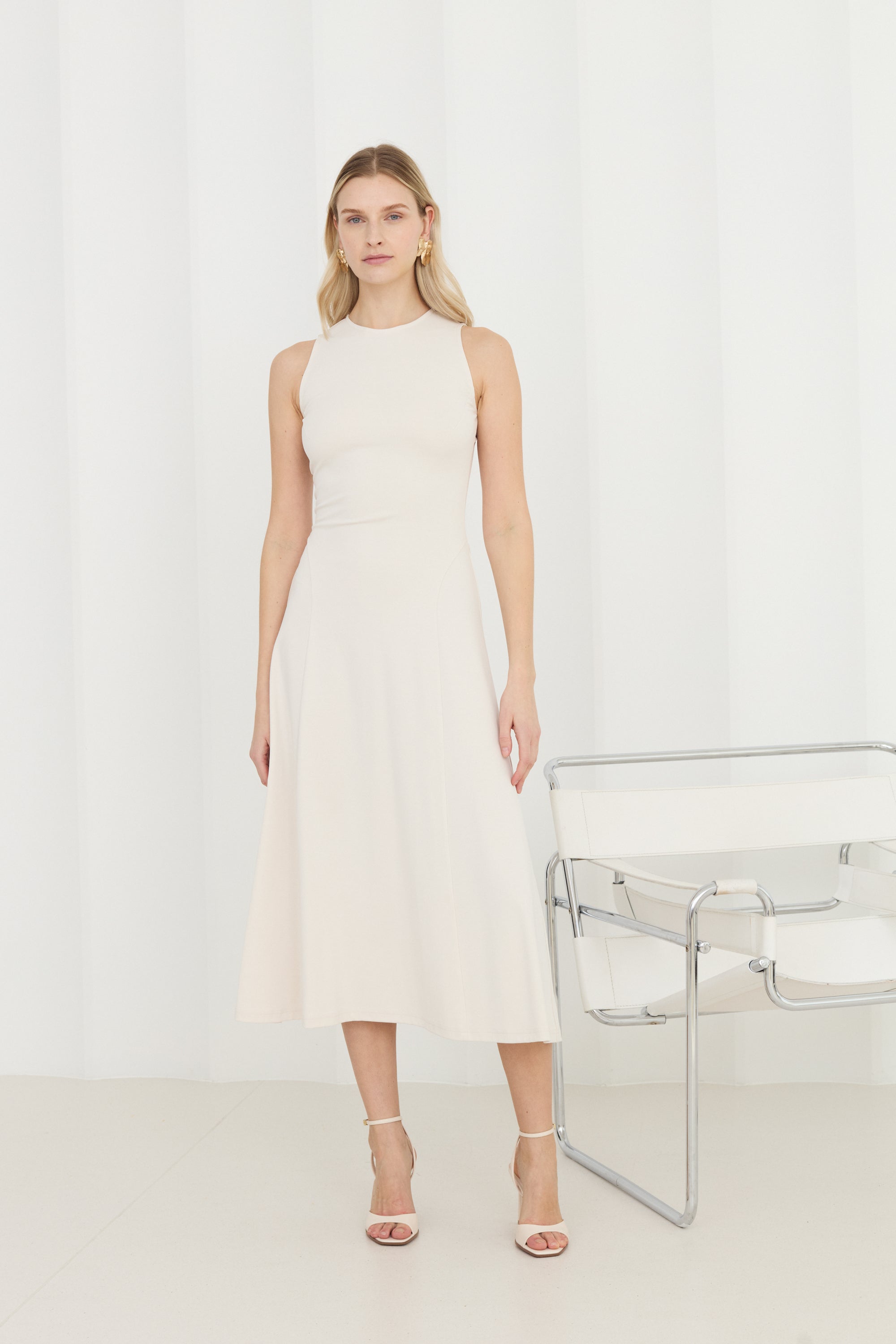 Off_White Elegant Jersey Midi Dress SEBA