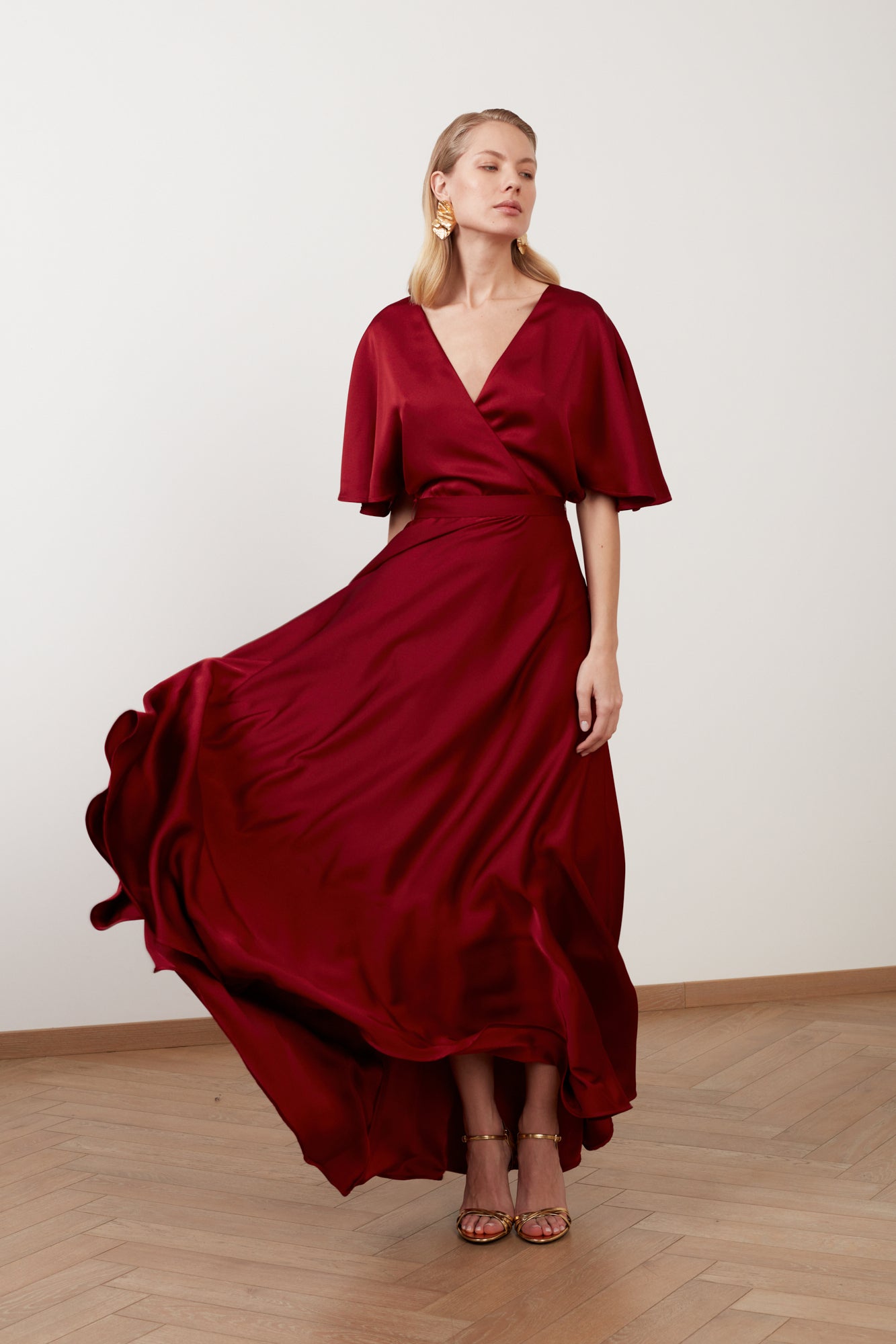 Burgundy Red Satin Maxi Evening Dress SOLENE | UNDRESS Burgundy Red Satin Maxi Evening Dress SOLENE | UNDRESS