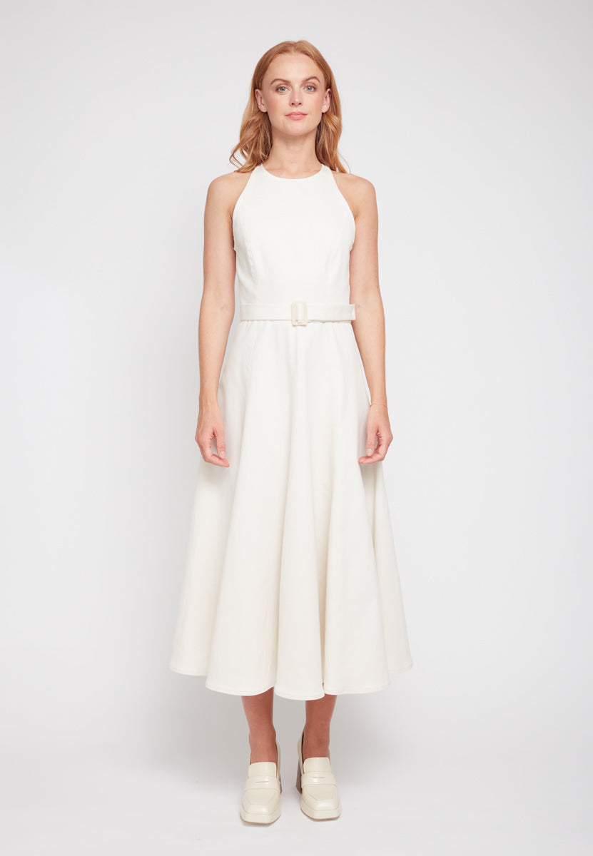 ODE Off-White Midi džinsinė suknelė - vaizdas iš priekio