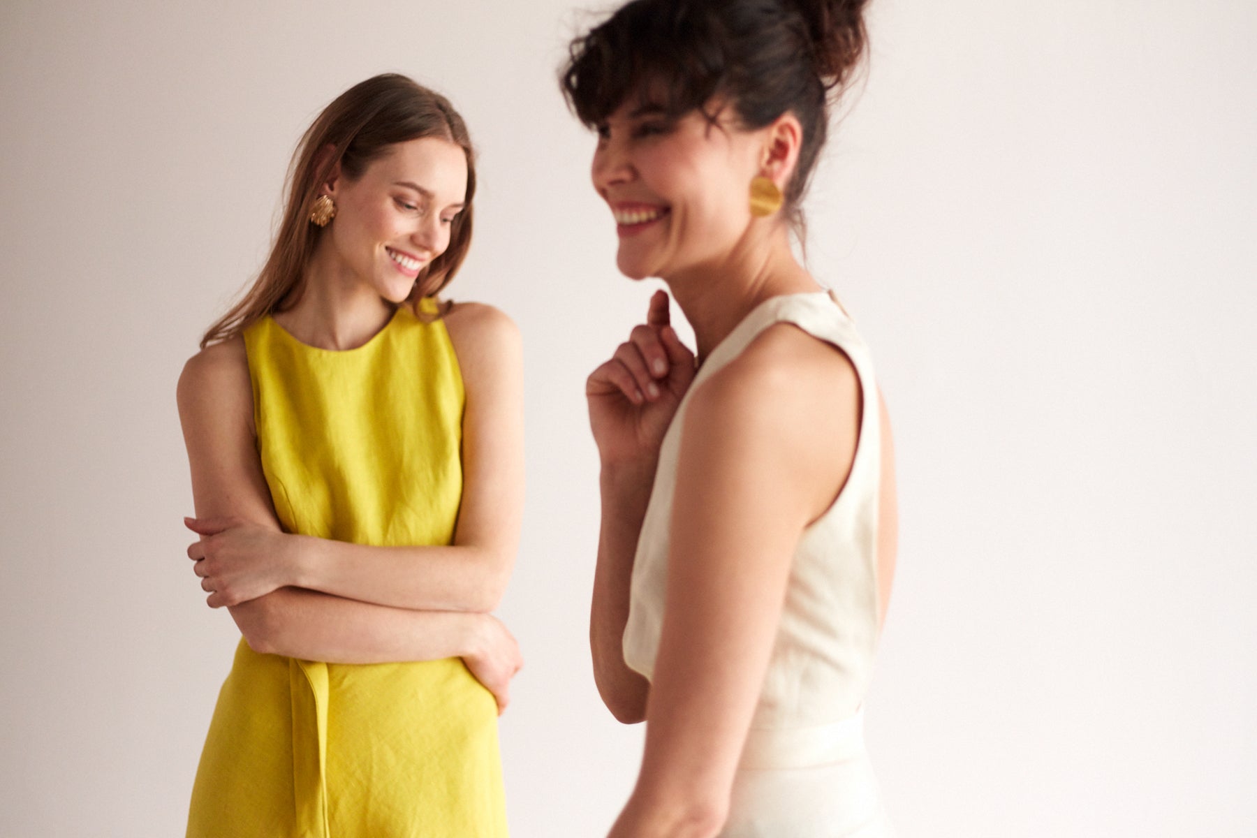 AMILA open back linen cupro midi dress in yellow