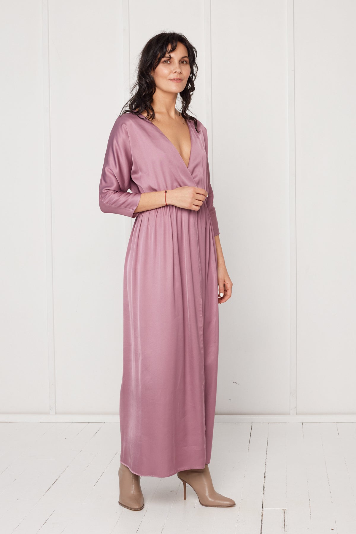 CECILIA oversized kimono sleeve maxi dress in purple