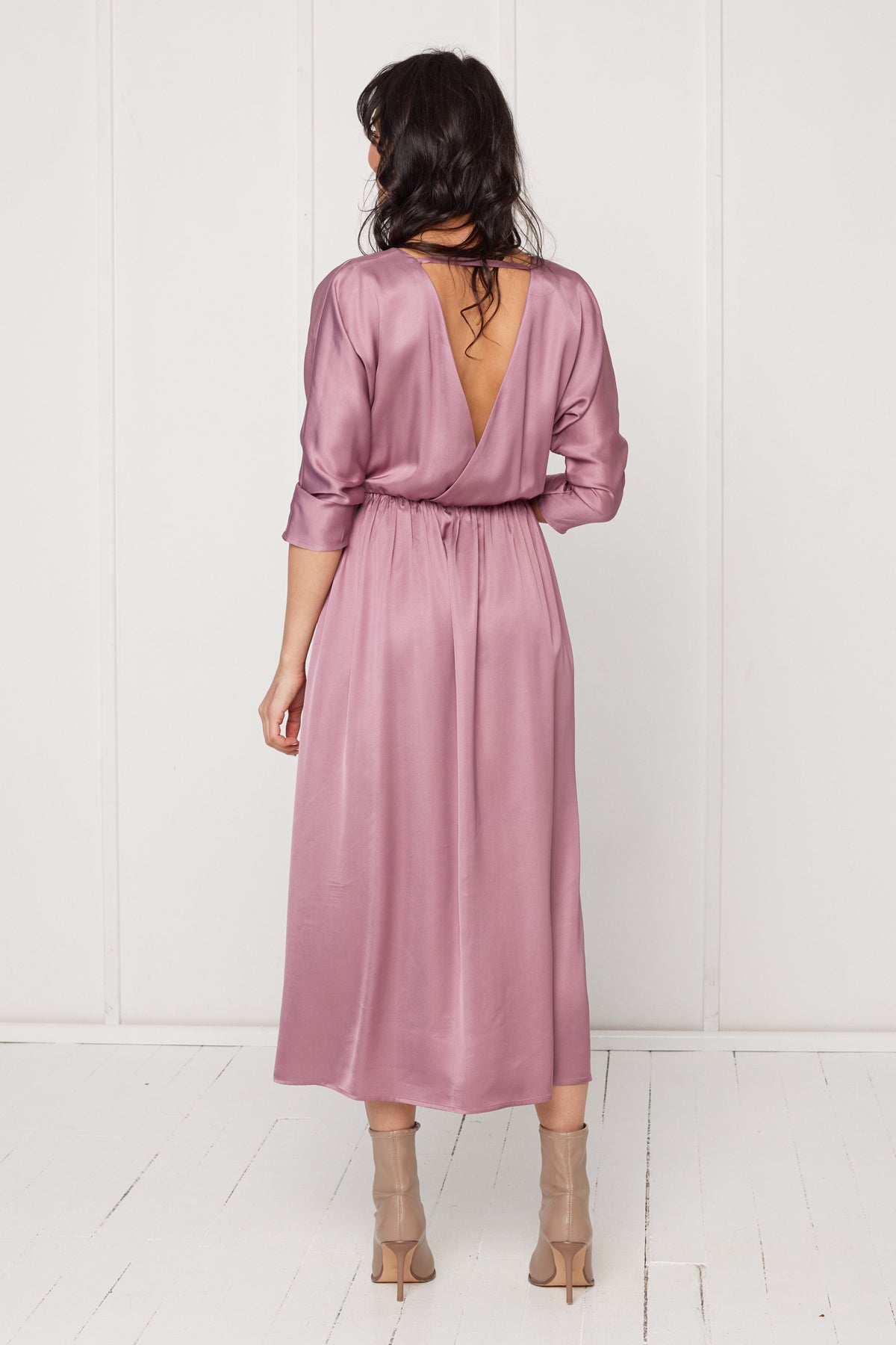 CIARA oversized kimono sleeve midi dress in purple