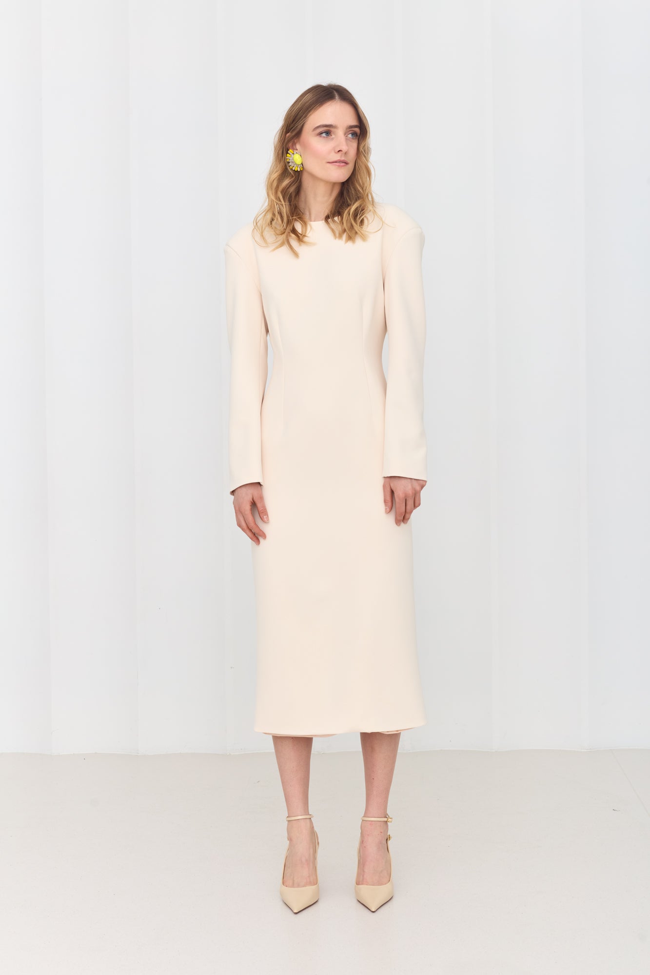 SUSANA Pastel Midi Dress with Wavy Open Back