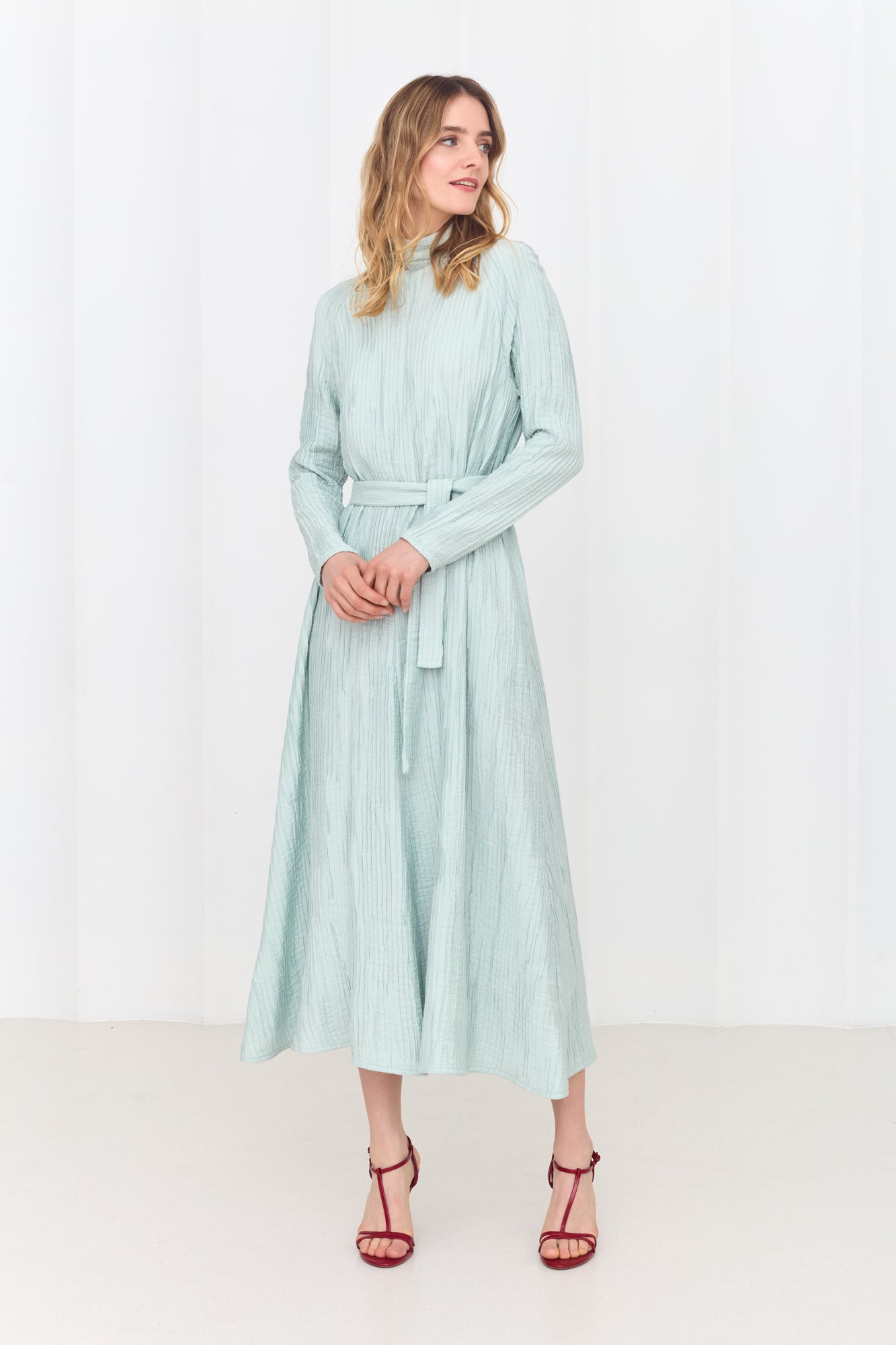 CAROLE Sky Blue Flowing Midi Dress