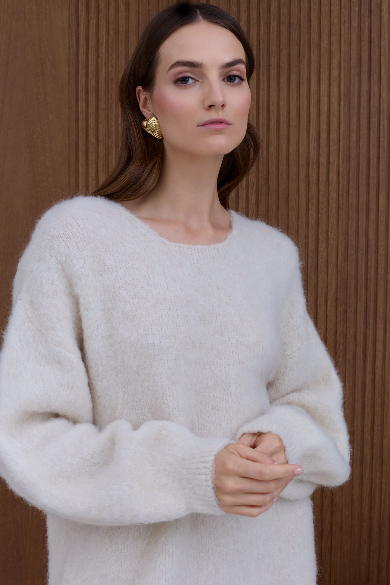 ALEXA Cream Mini Sweater Dress
