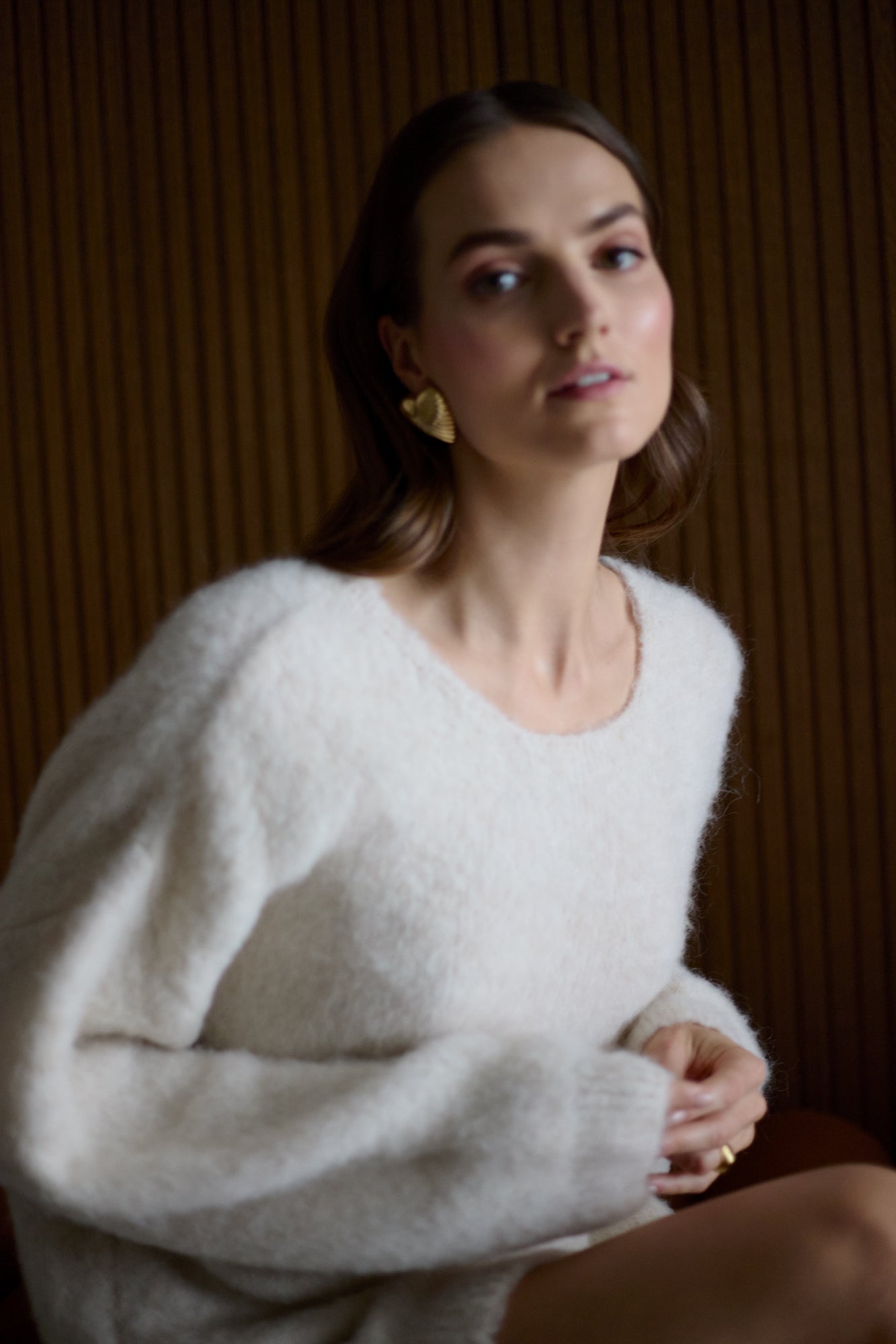 ALEXA Cream Mini Sweater Dress