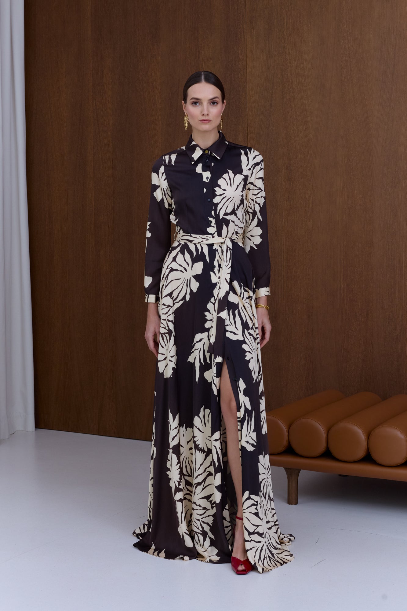AZURA Flowing Floral Maxi Shirt Dress