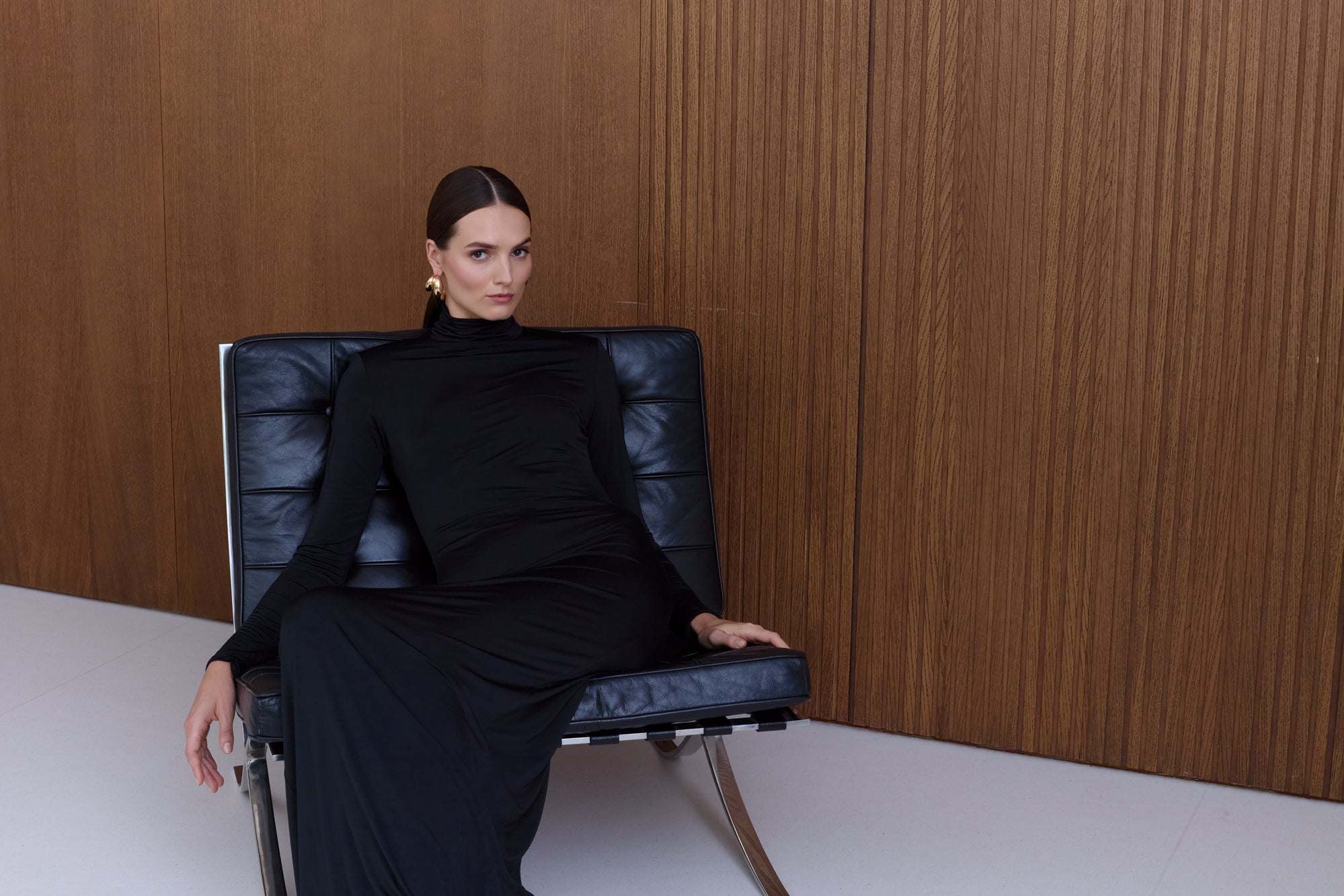 CINTIA Black Open-Back Maxi Dress