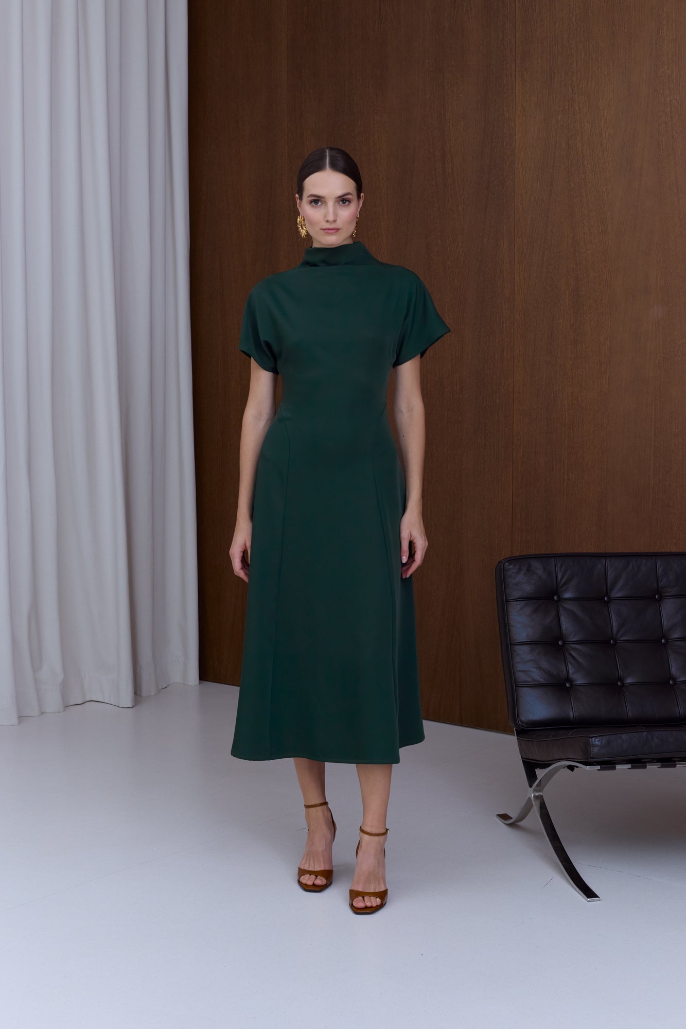 TORI Deep Green Structured Midi Dress