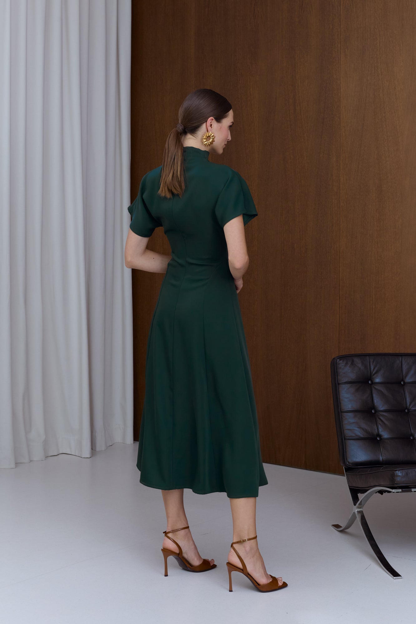 TORI Deep Green Structured Midi Dress