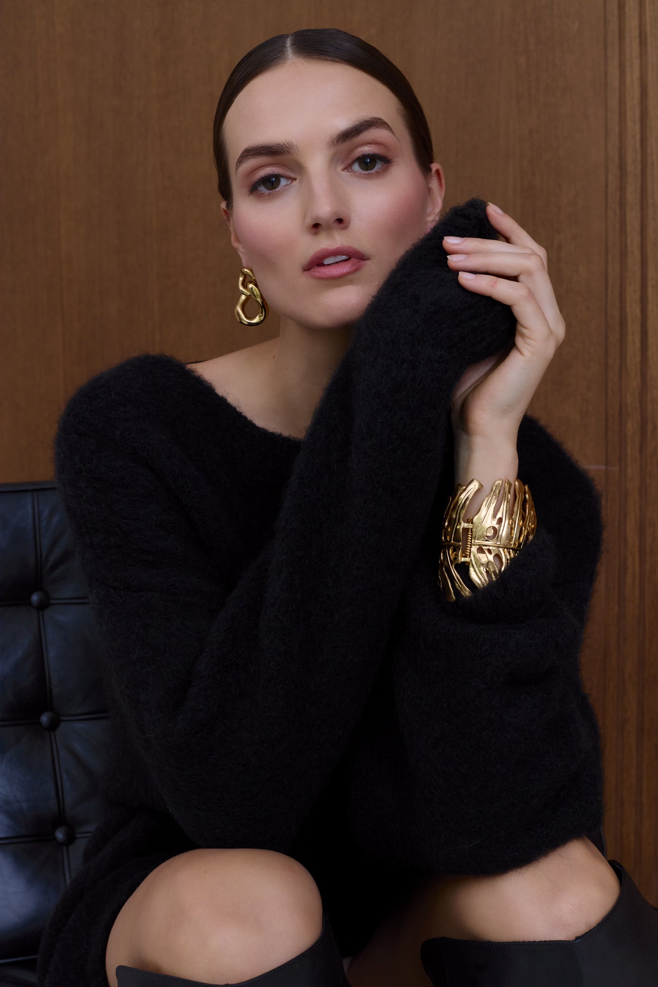 ALEXA Black Mini Sweater Dress