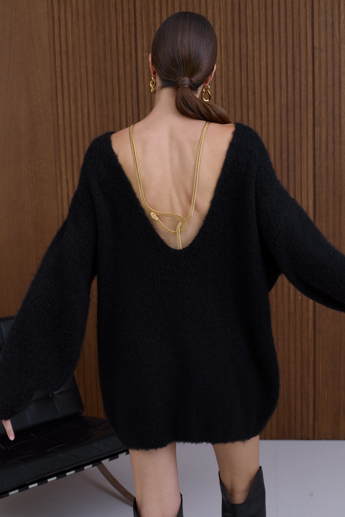 ALEXA Black Mini Sweater Dress