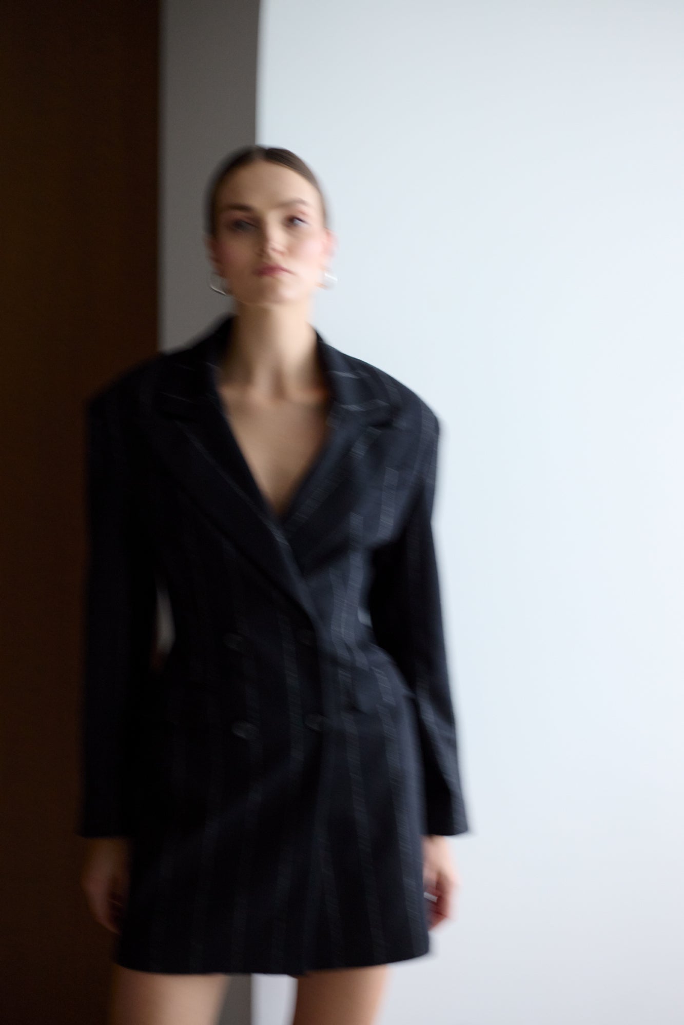 PETRA Black Midi Blazer Dress