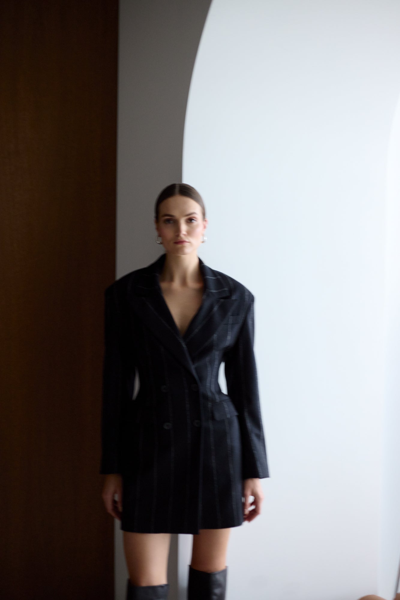 PETRA Black Midi Blazer Dress