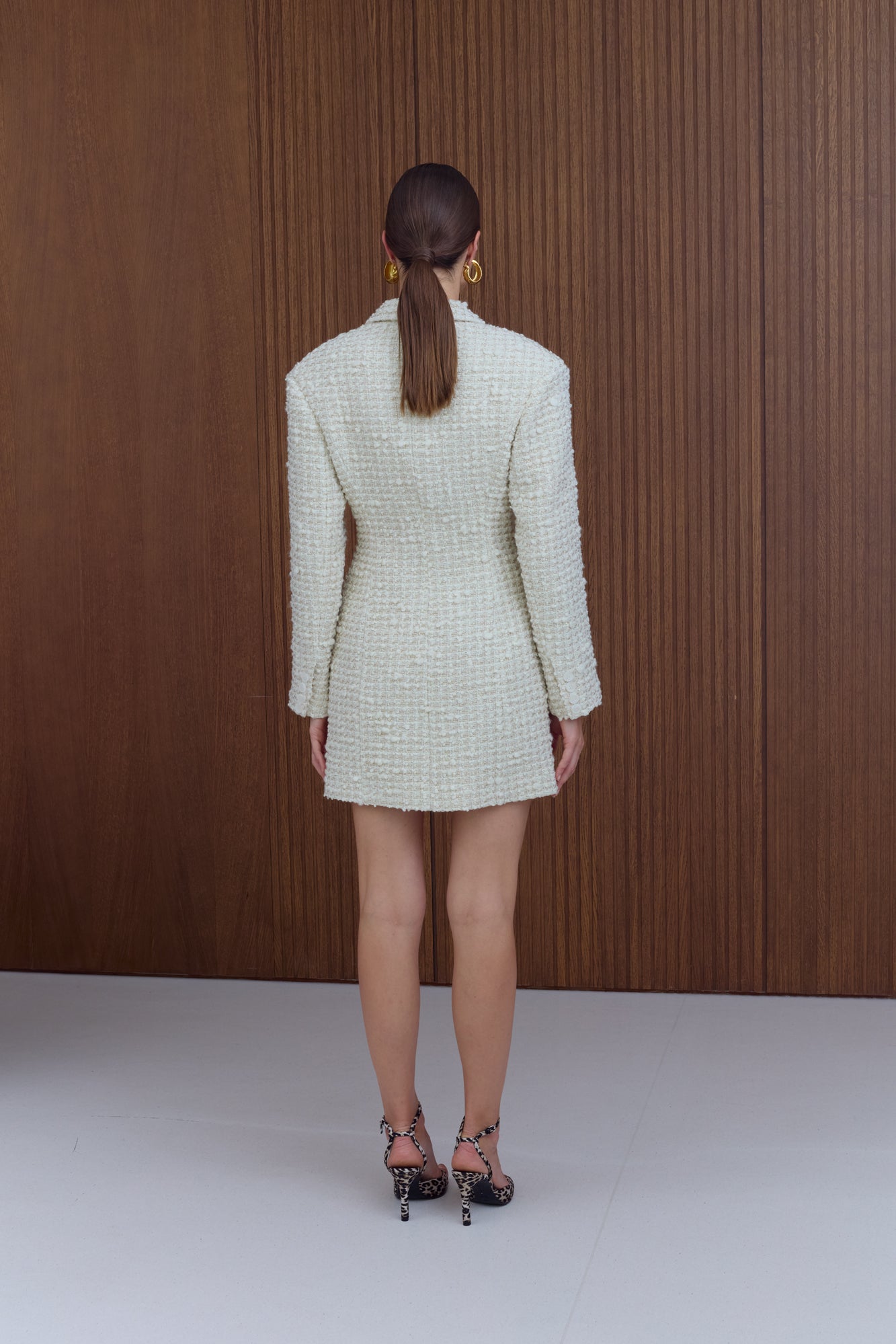 PETRA Creamy Tweed Mini Blazer Dress