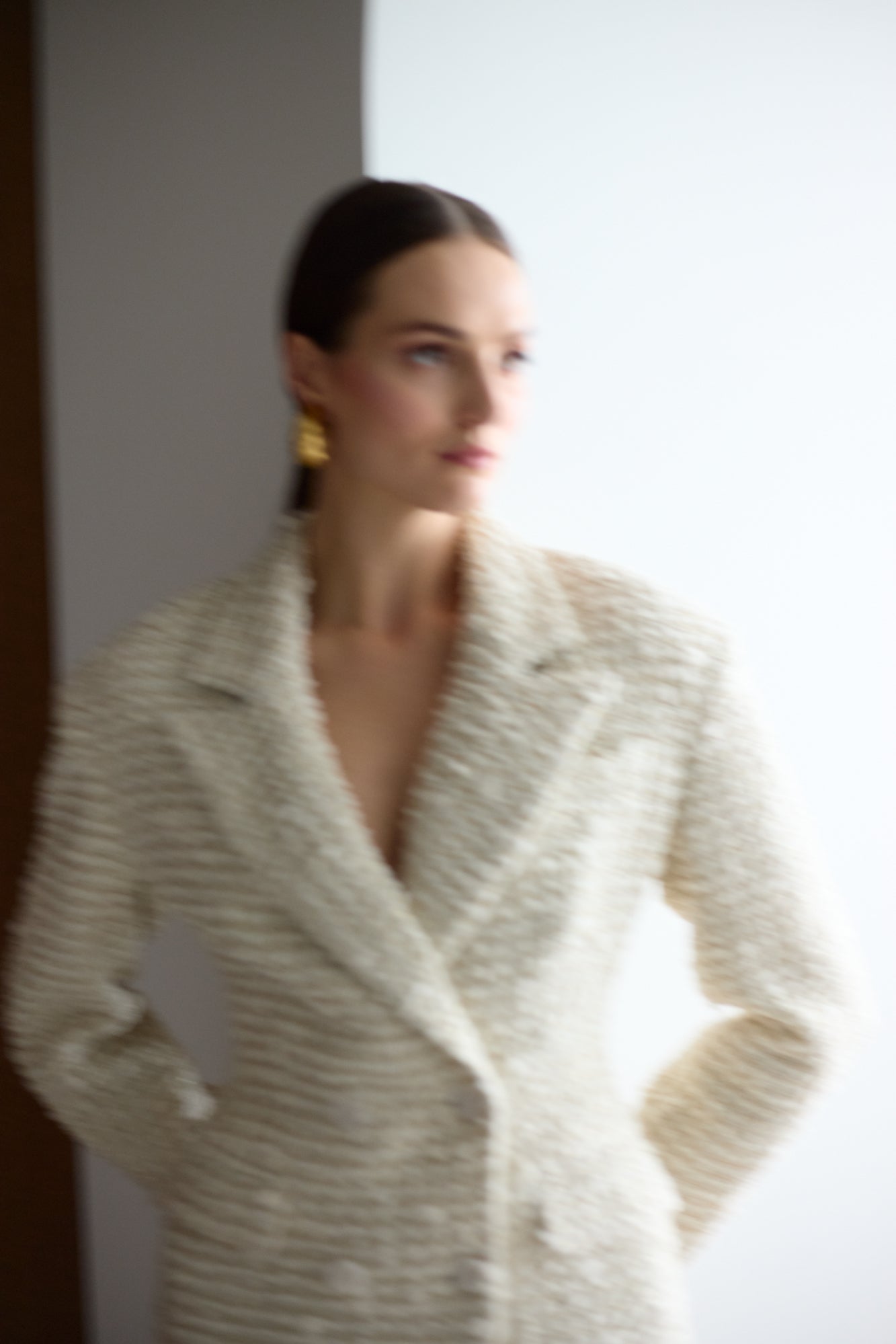 PETRA Creamy Tweed Mini Blazer Dress