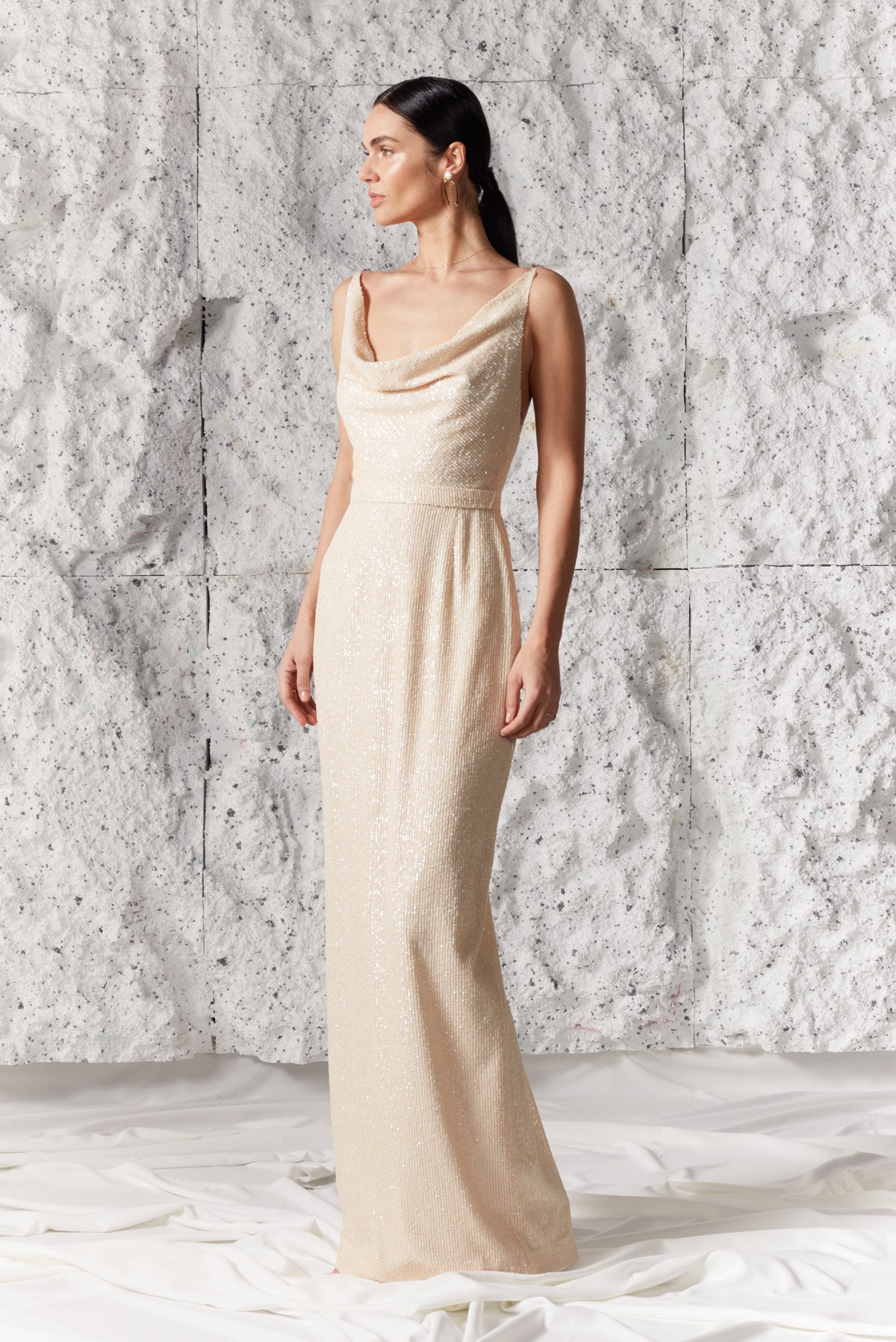 Pastel Cream Open Back Maxi Bridal Dress BERTA