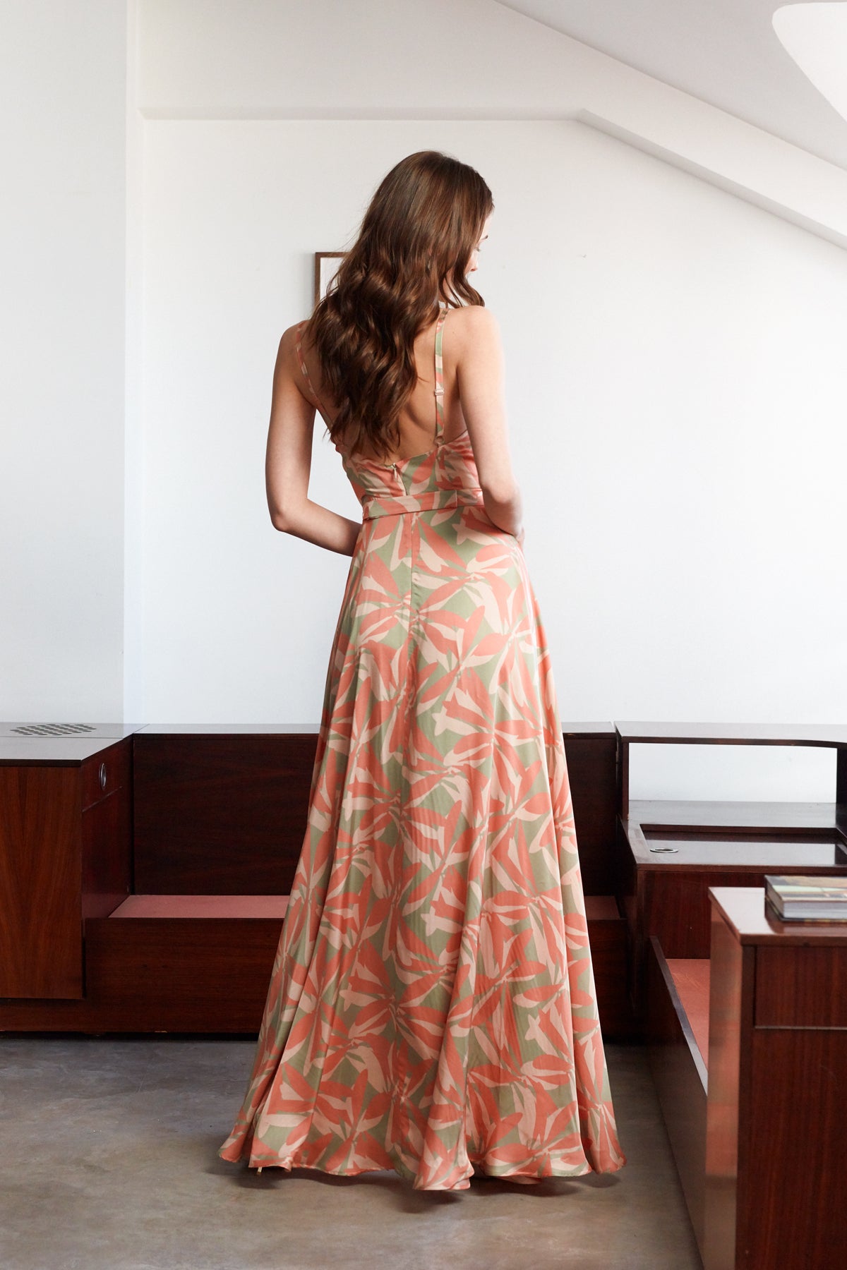 CELINA Floral Pastel Printed Dress With Maxi Circle Cut Skirt