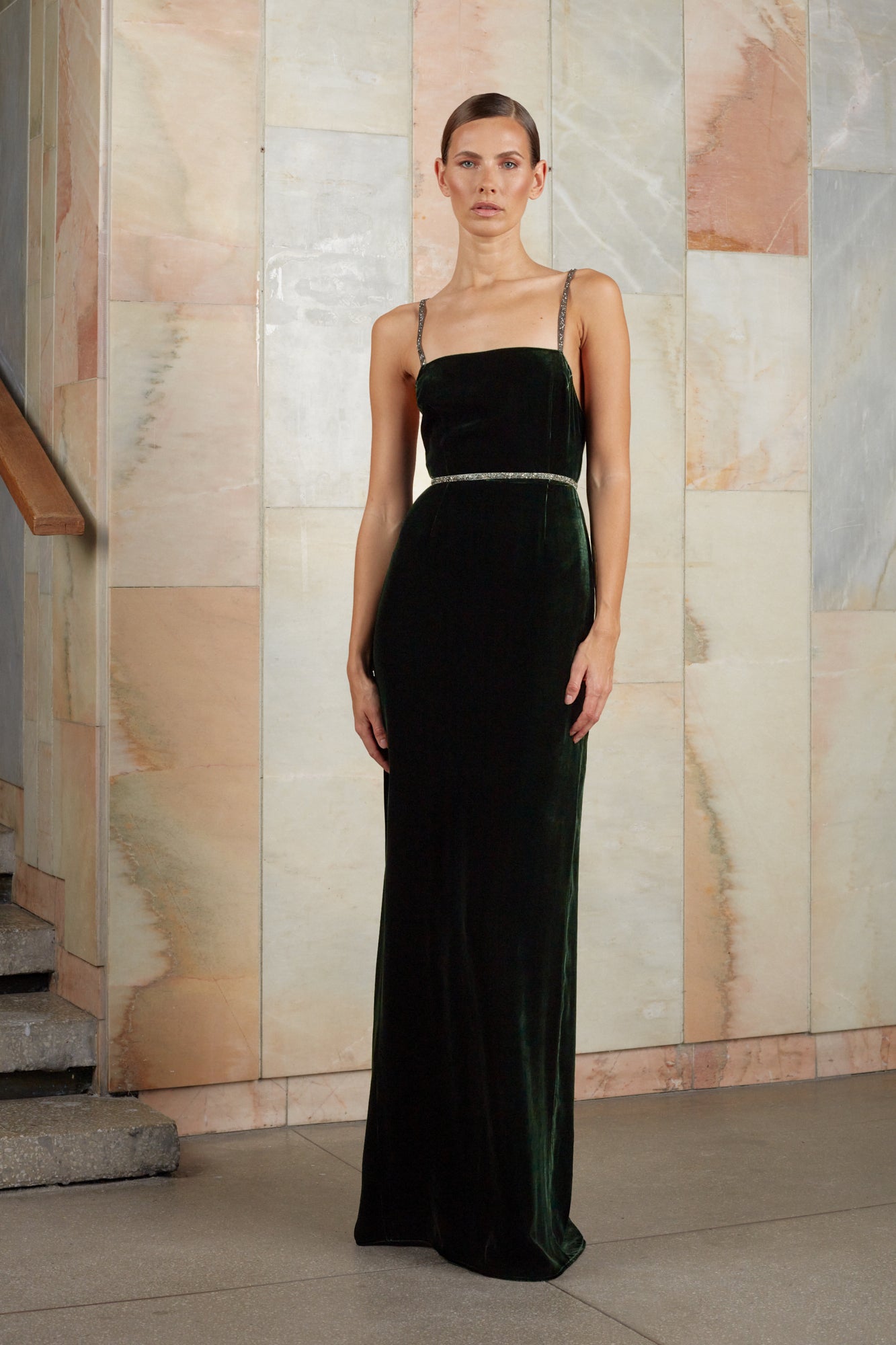 Dark green maxi dress ENIGMA