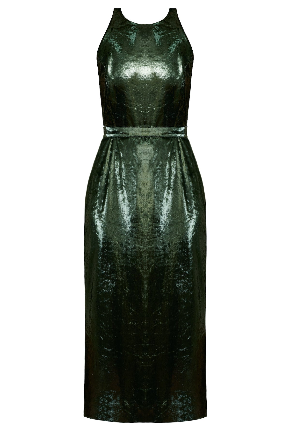 Handmade green side cut out dress CIARA