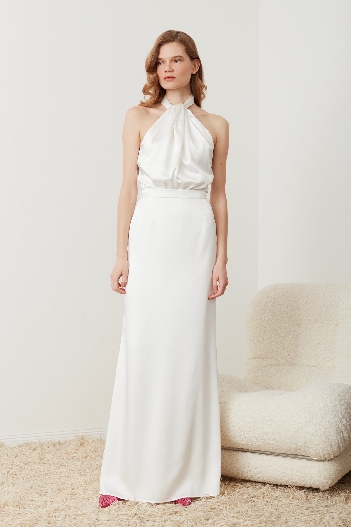 X neckline maxi wedding dress