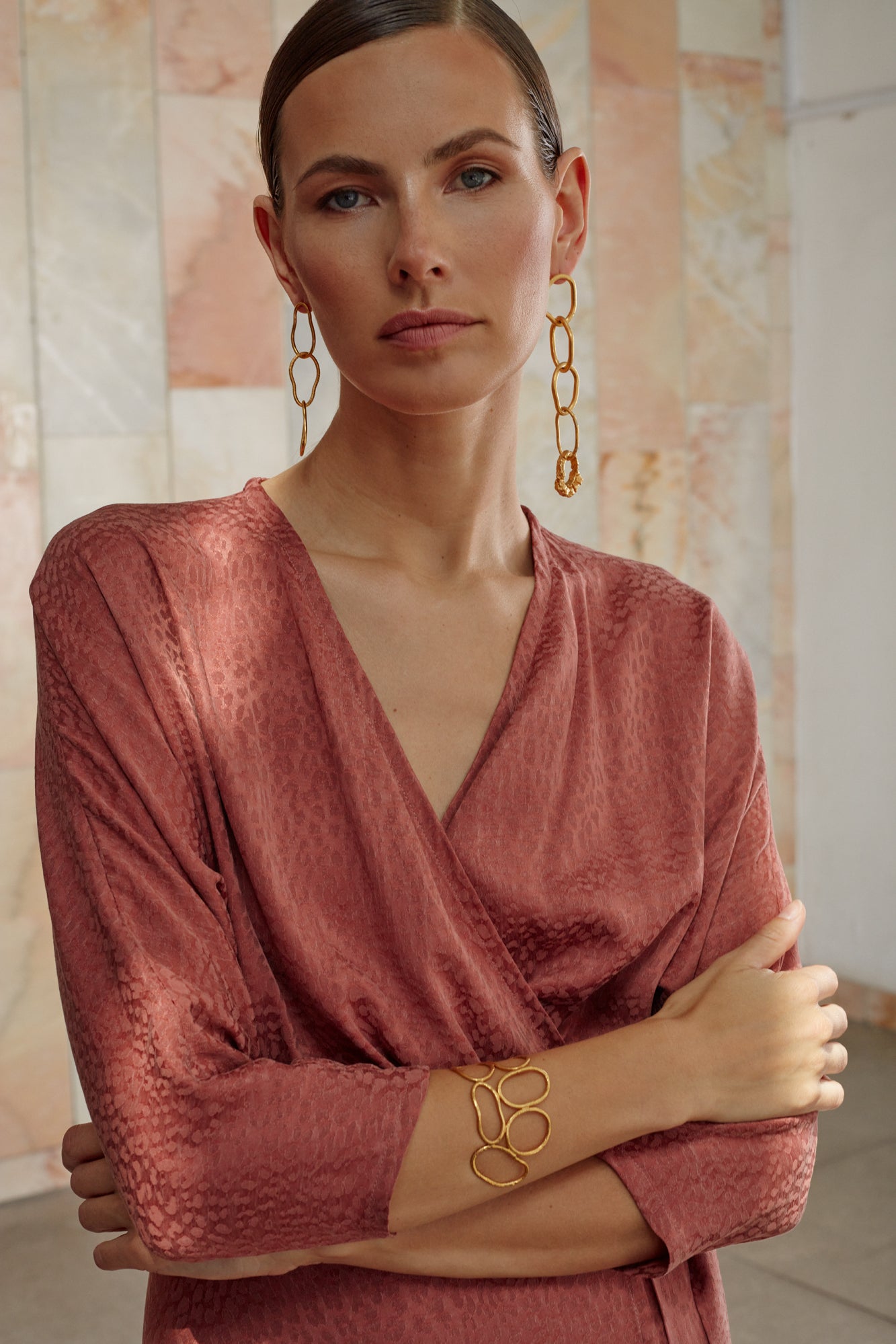 Terracotta wrap dress