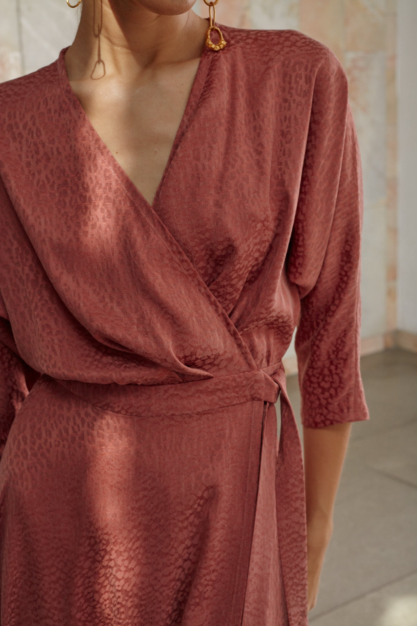 Terracotta wrap dress