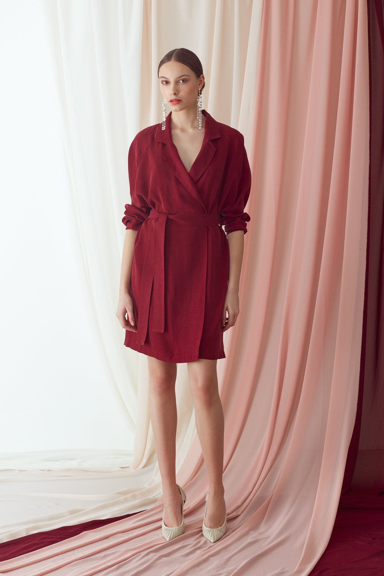 noor mini dress NOOR Cherry Mini Blazer Dress With Raglan Sleeves