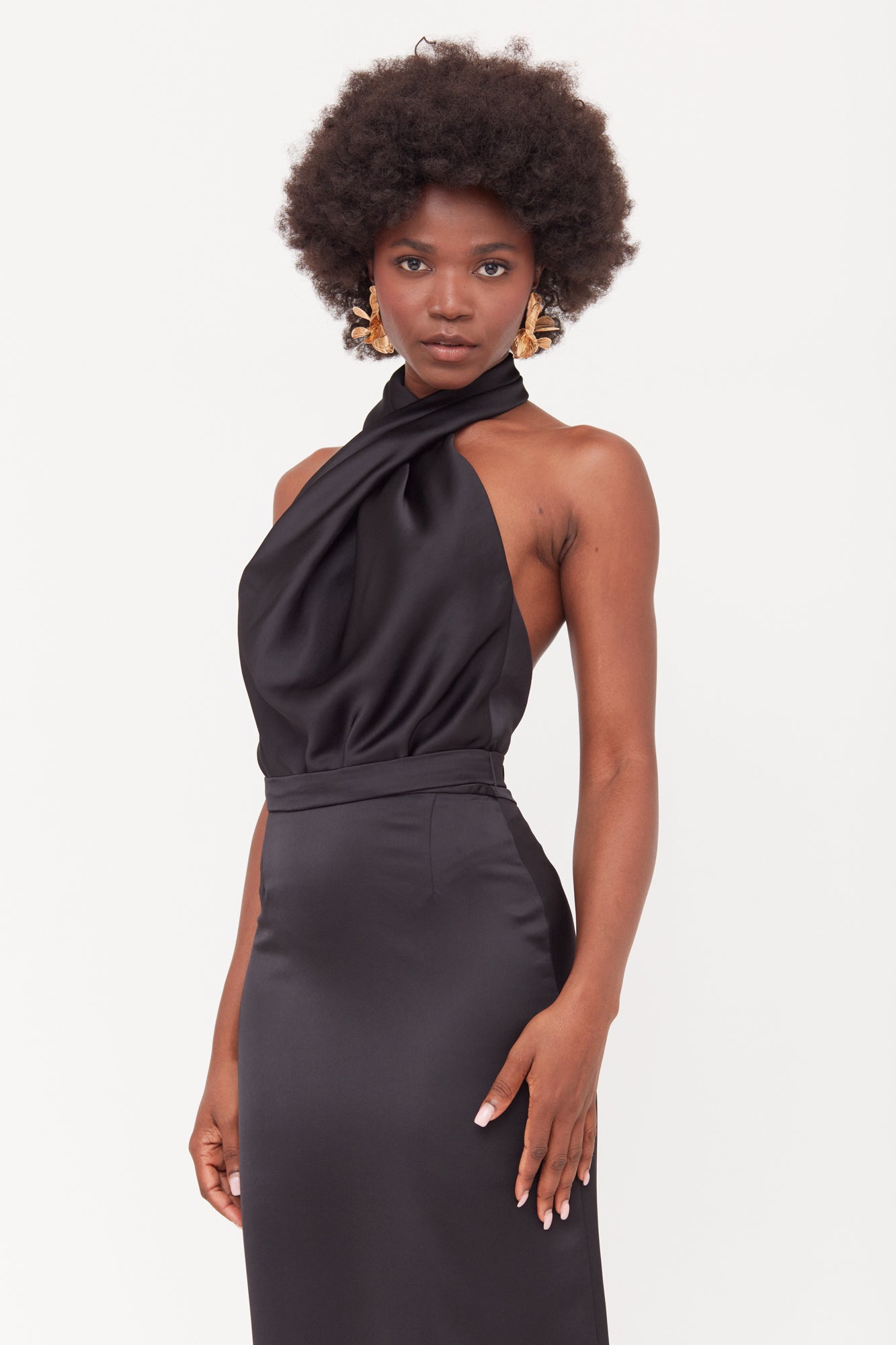 Black Satin Evening Maxi Dress ALIUR |UNDRESS Black Satin Evening Maxi Dress ALIUR |UNDRESS