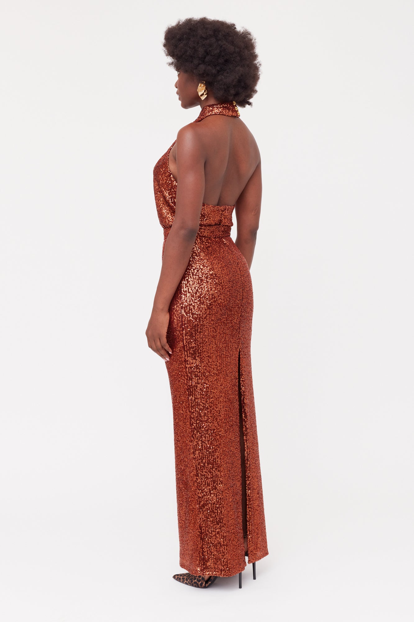 Elegant evening wear featuring signature sequin design