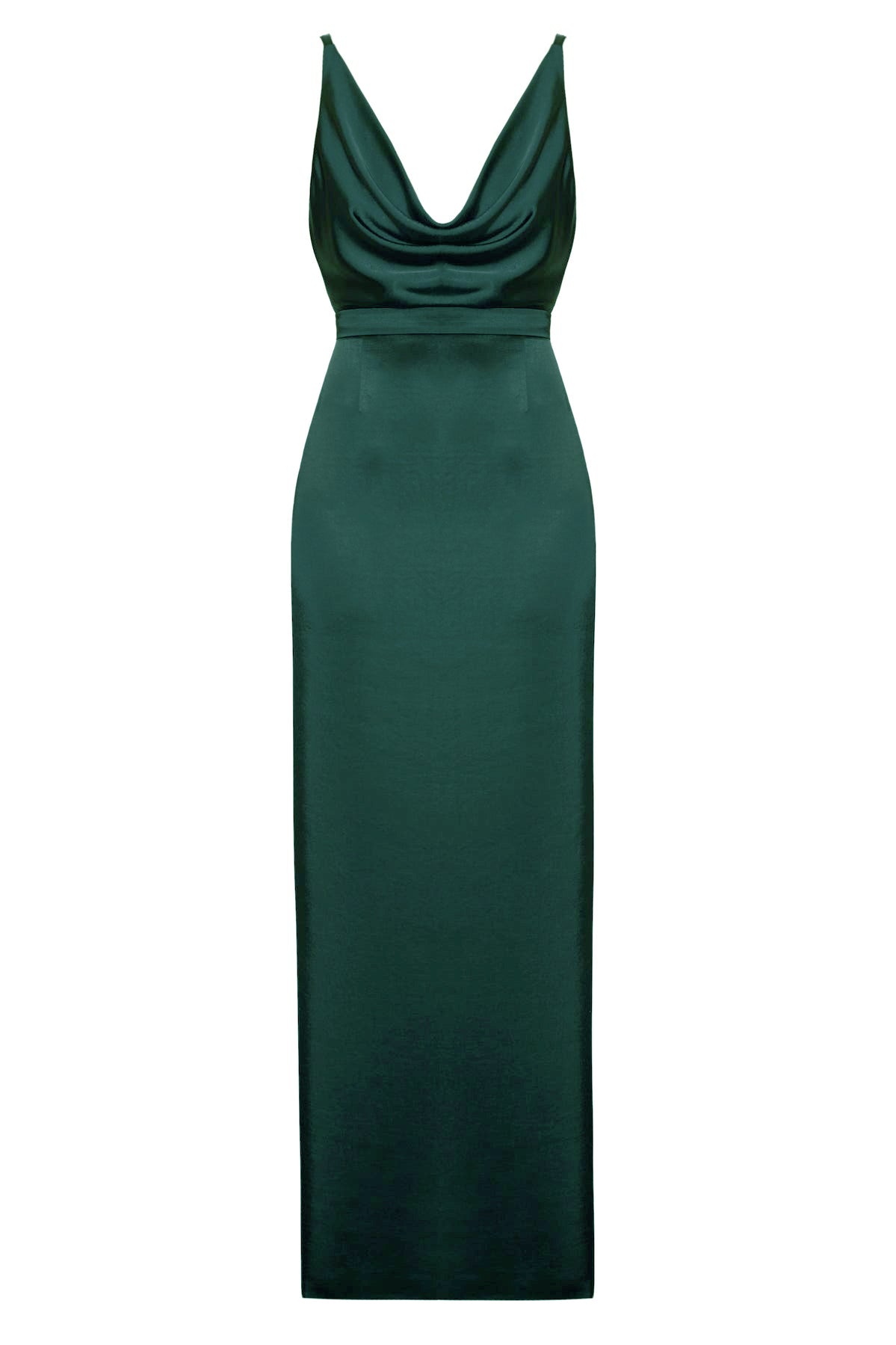 Suknelė su apykakleAMILA Deep Green Maxi suknelė