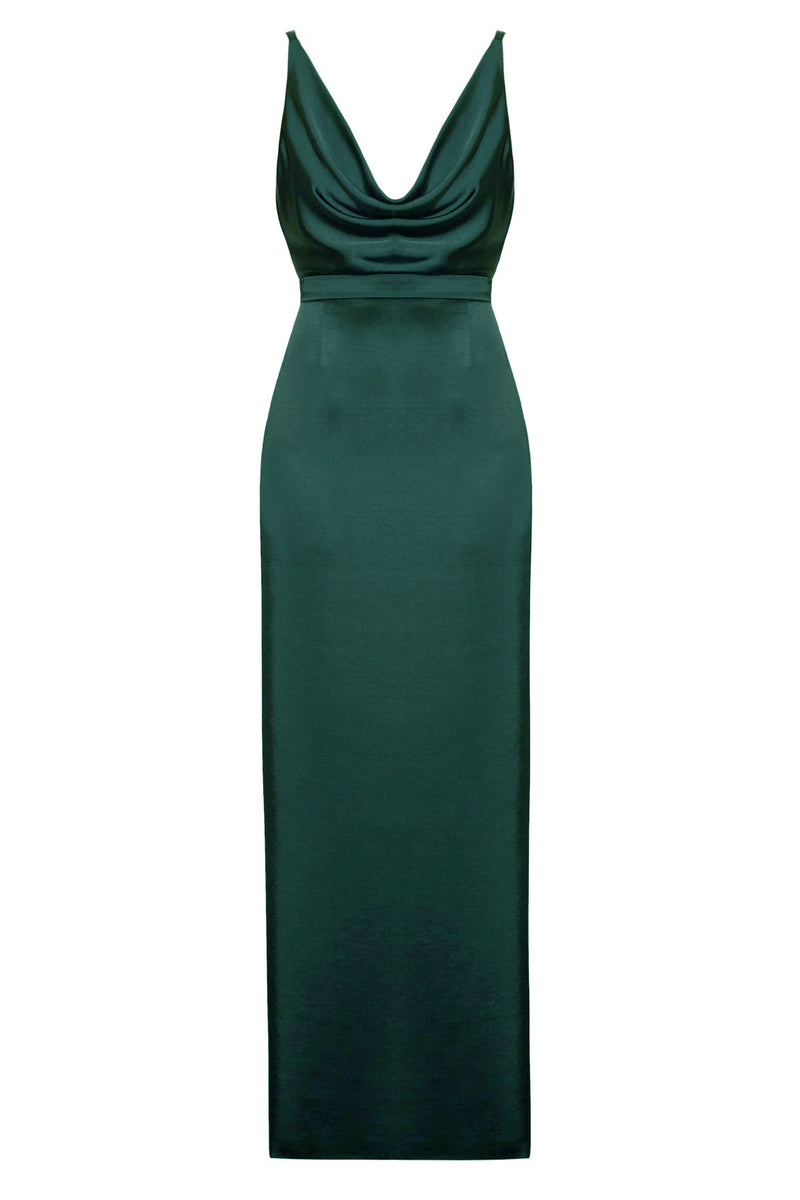 Cowl Neck DressAMILA Deep Green Maxi Dress