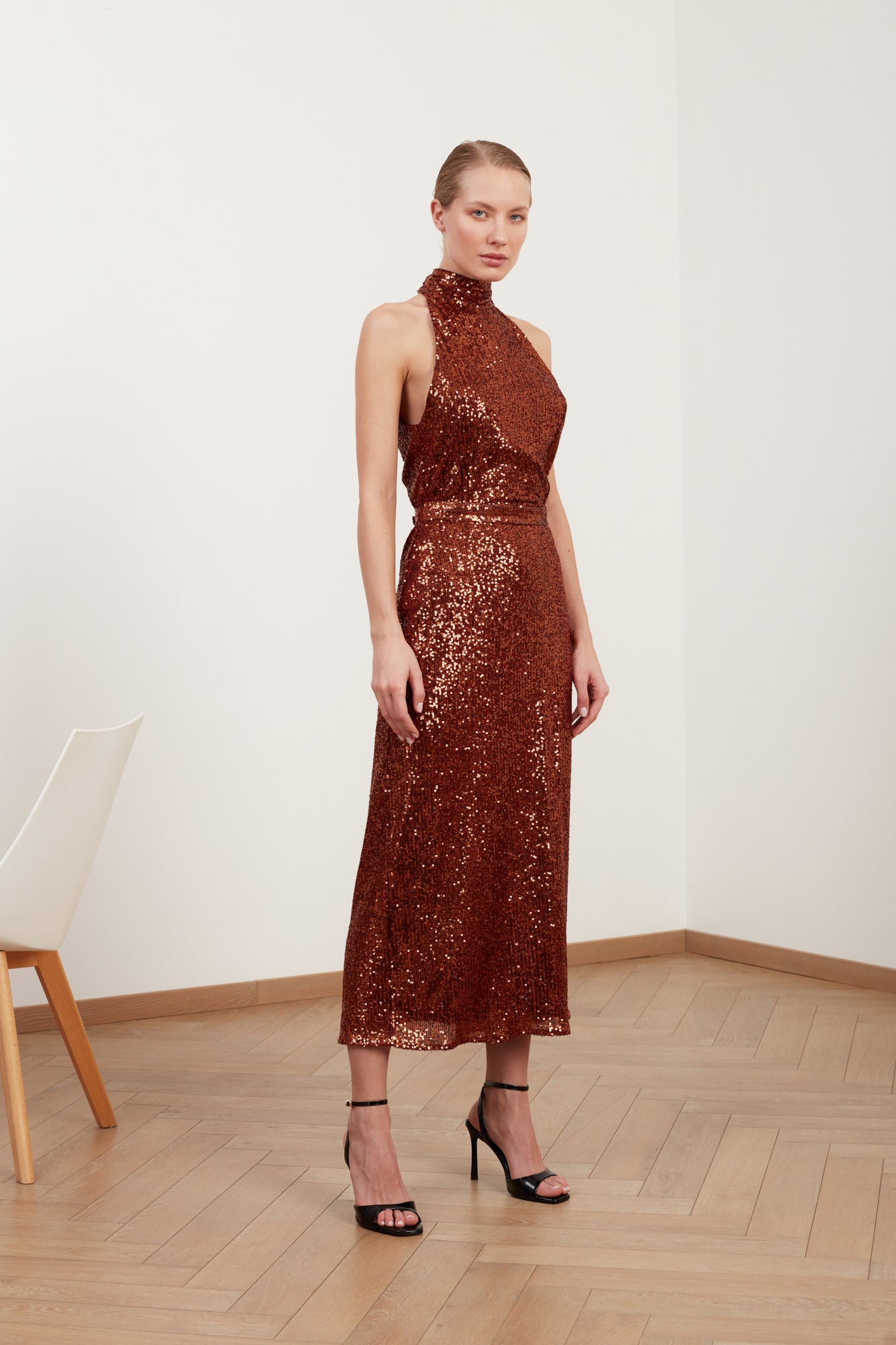 Midi Dresses Turtleneck Sequin Dress Brown Sequin Midi Dress With Turtleneck BRIANNA UNDRESS Midi Dresses Turtleneck Sequin Dress Brown Sequin Midi Dress With Turtleneck BRIANNA UNDRESS