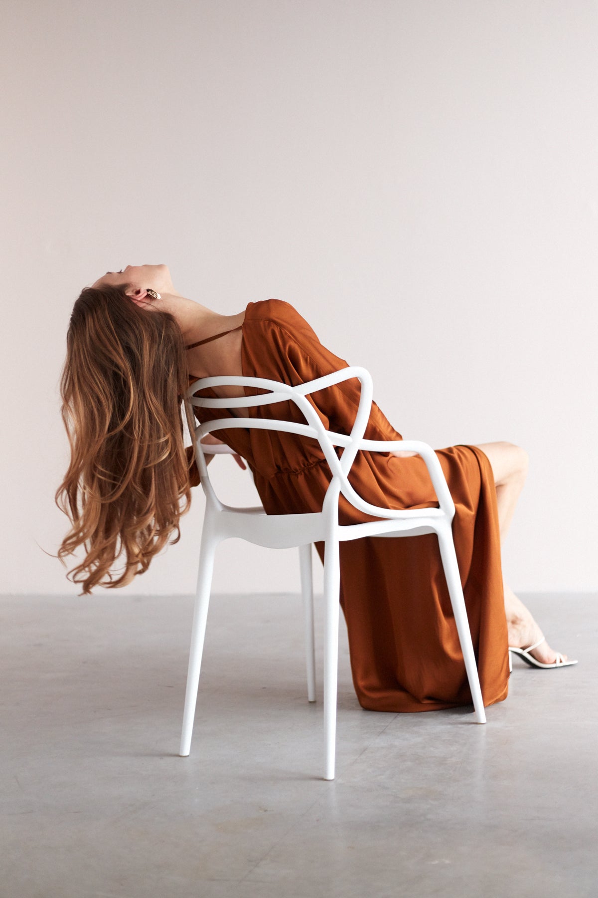 CECILIA oversized kimono sleeve maxi dress in bronze