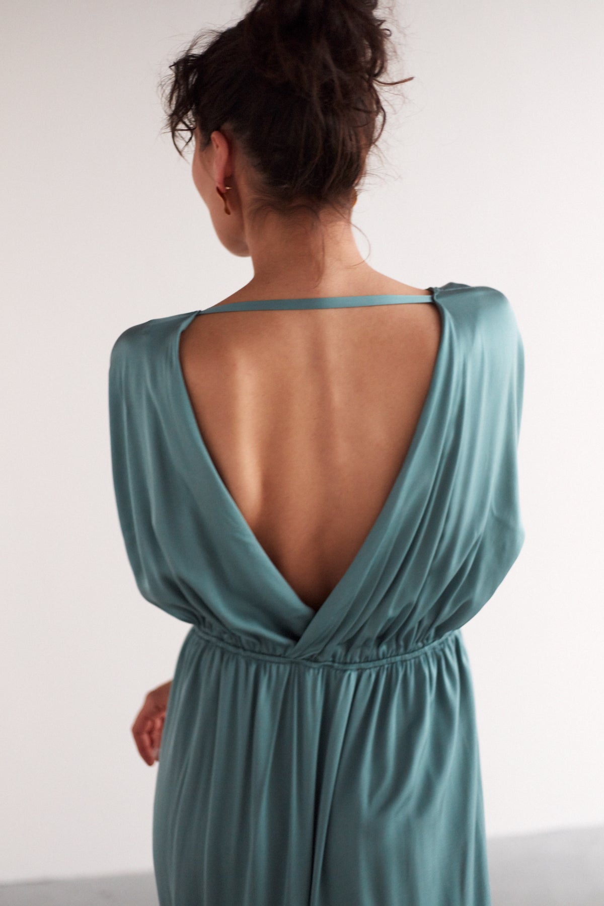 CECILIA oversized kimono sleeve maxi dress in dusty blue