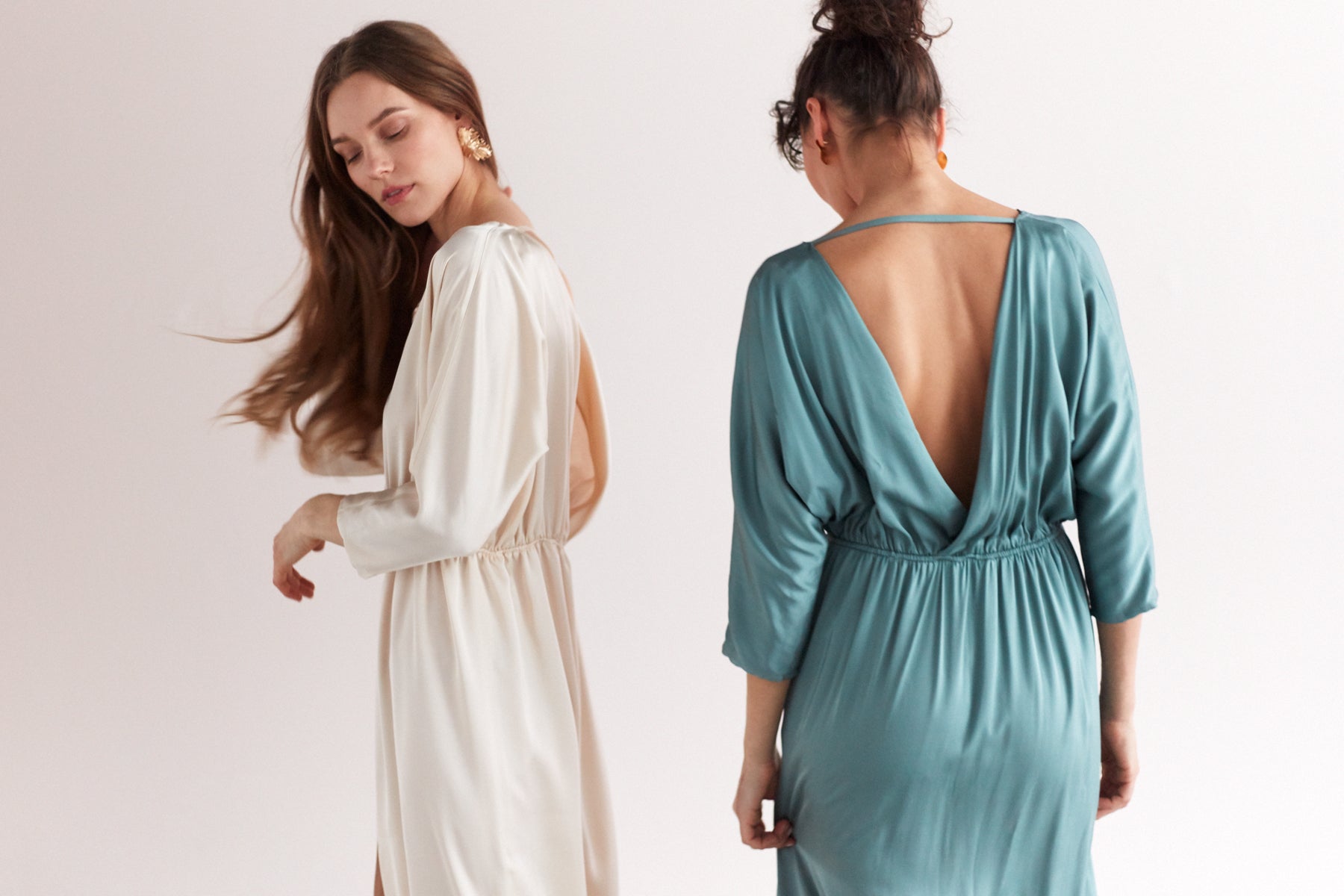 CECILIA oversized kimono sleeve maxi dress in light cream