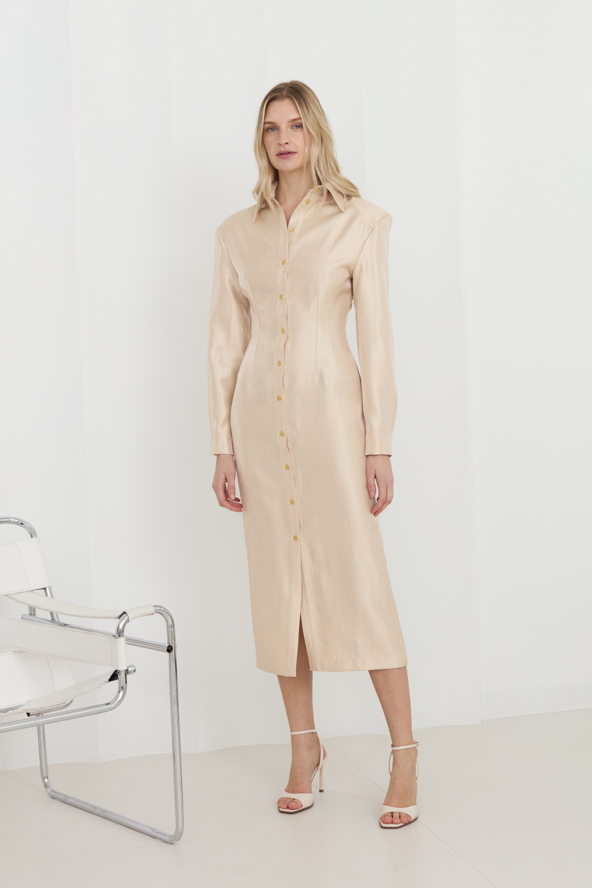 Pastel Fitted Midi Shirt Dress EDITH | UNDRESS Pastel Fitted Midi Shirt Dress EDITH | UNDRESS