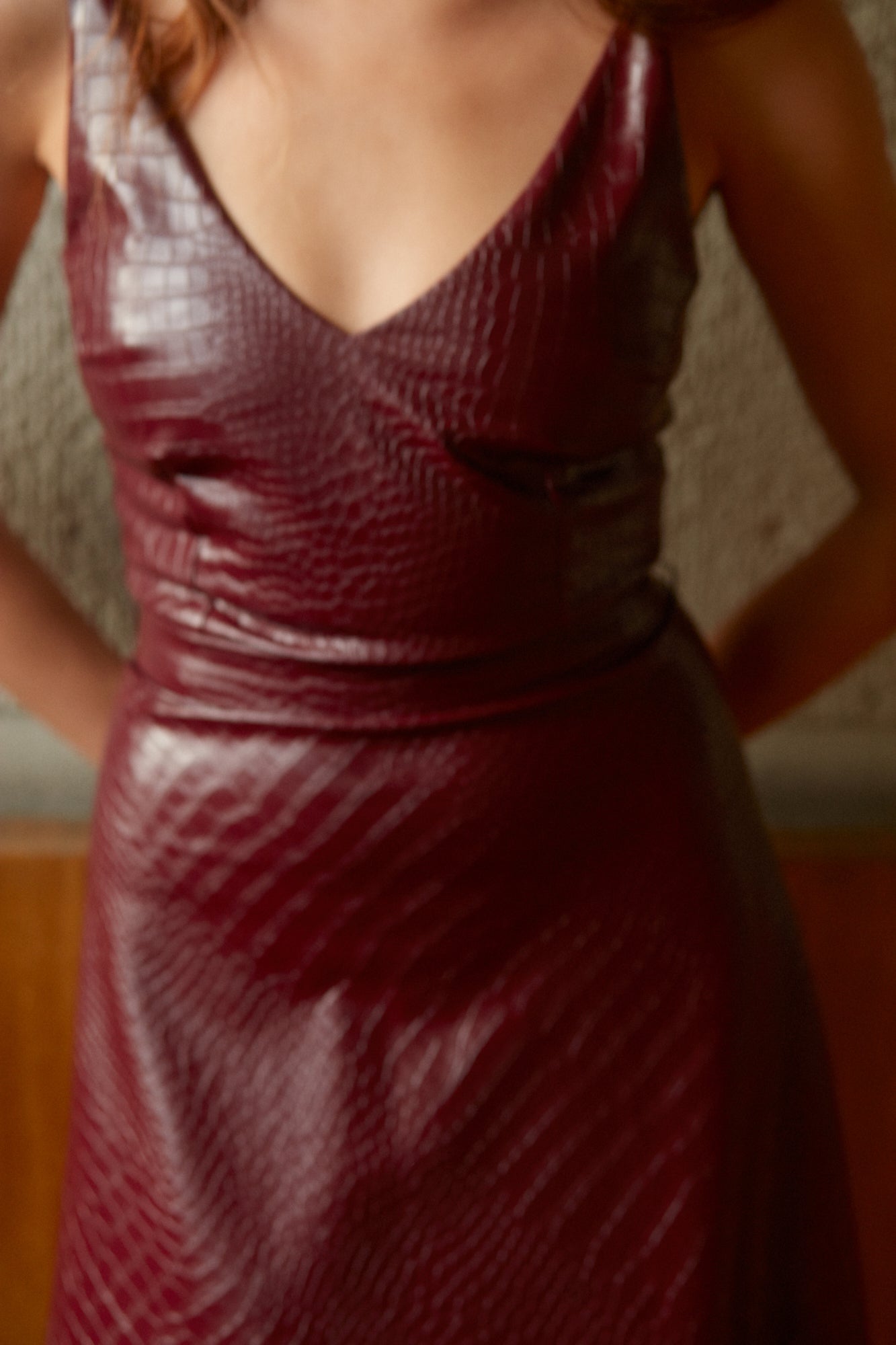 ANYA Mermaid Skirt Dress - Bordeaux Beauty in Vegan Leather