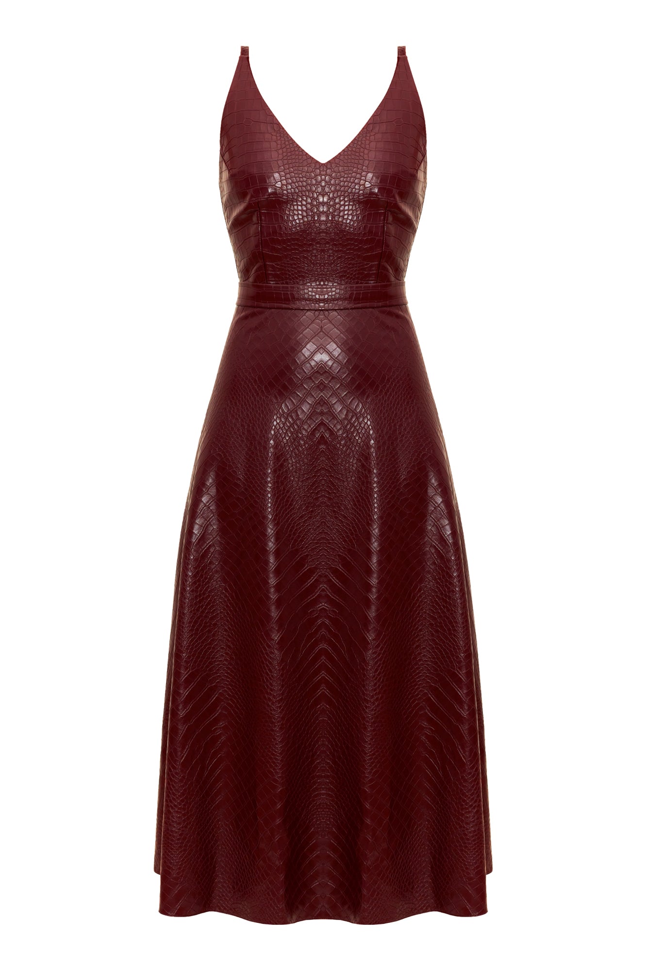 ANYA Bordeaux vegan leather mermaid skirt dress