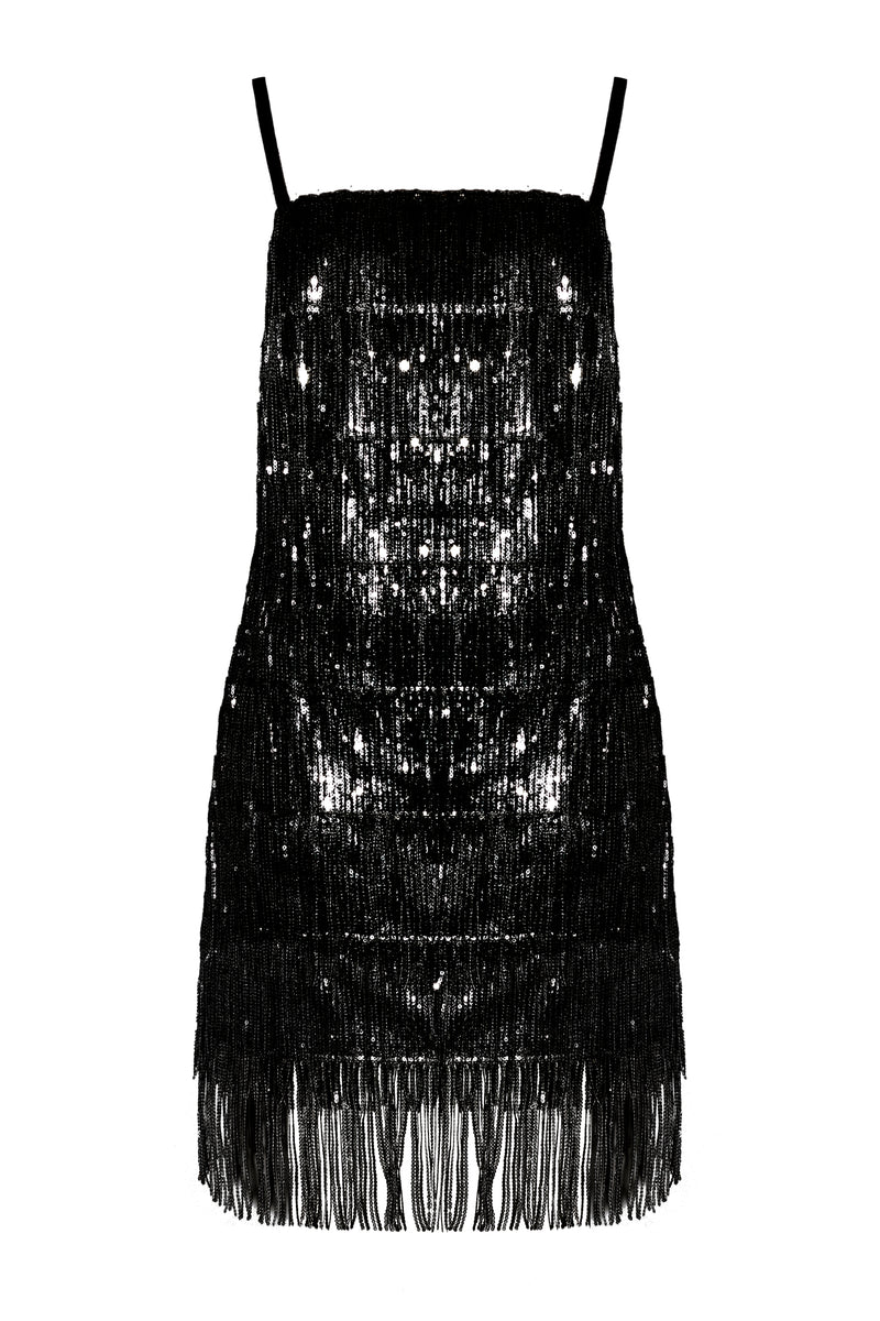 SILVI Black Sequin Fringe Cocktail Dress – UNDRESS